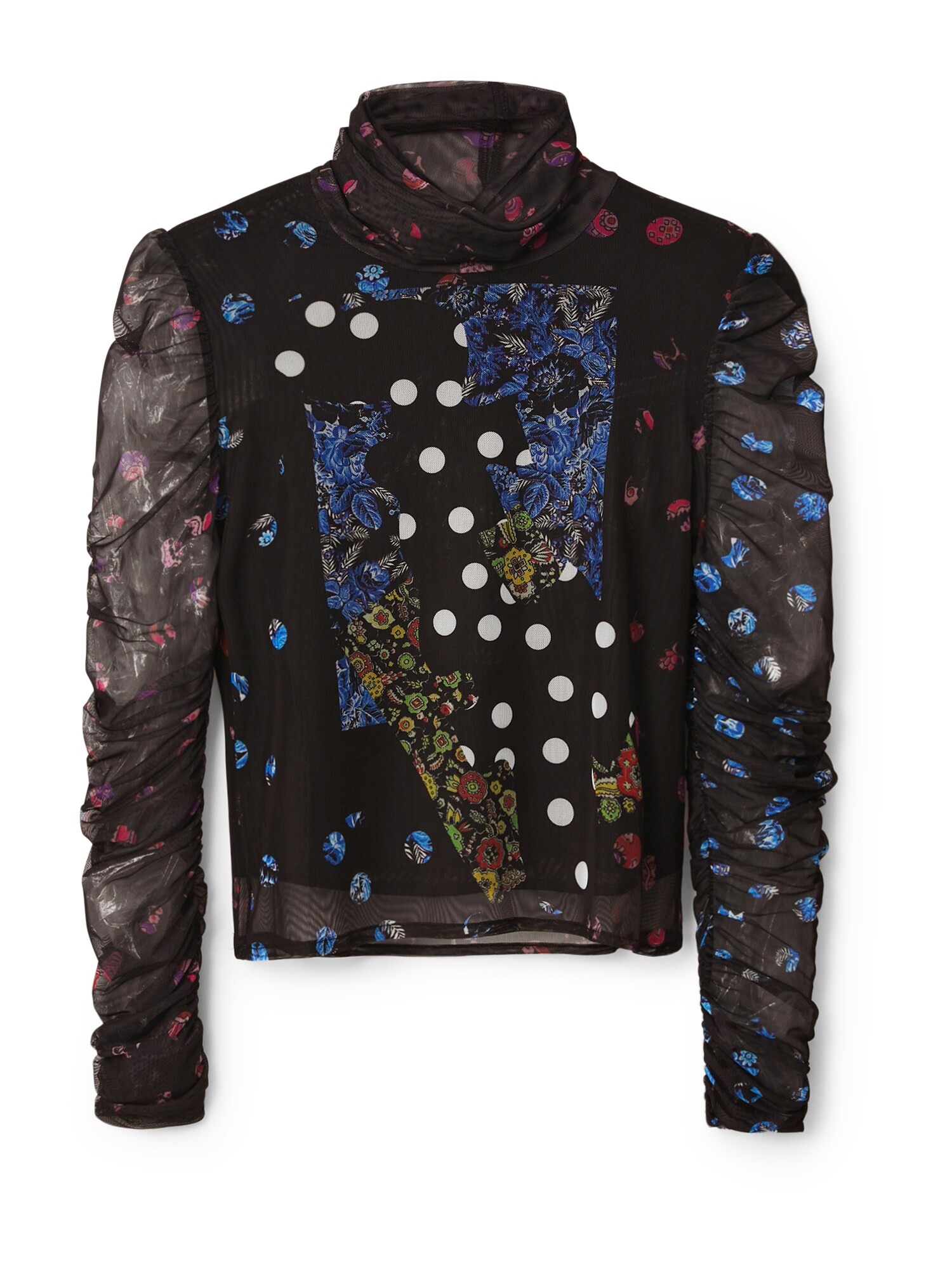 Desigual Póló 'RUBY'  fekete / fehér / kék / narancs