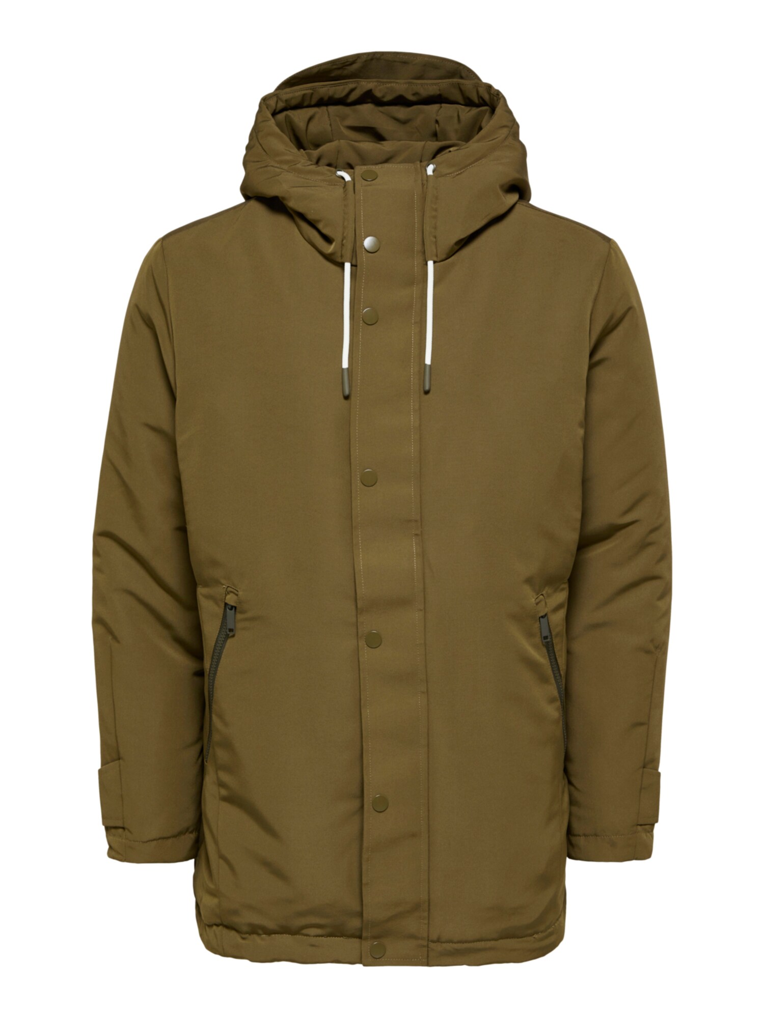 SELECTED HOMME Átmeneti parka 'RODNEY'  barna / olíva