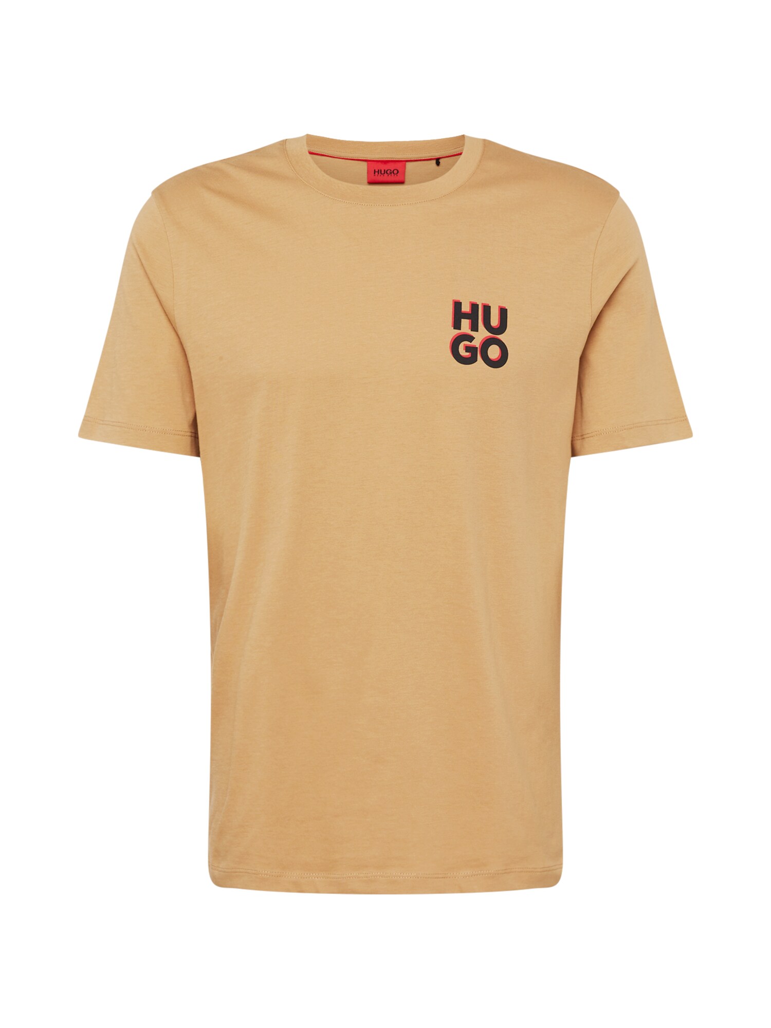 HUGO Póló 'Dimento'  homok / fekete / piros