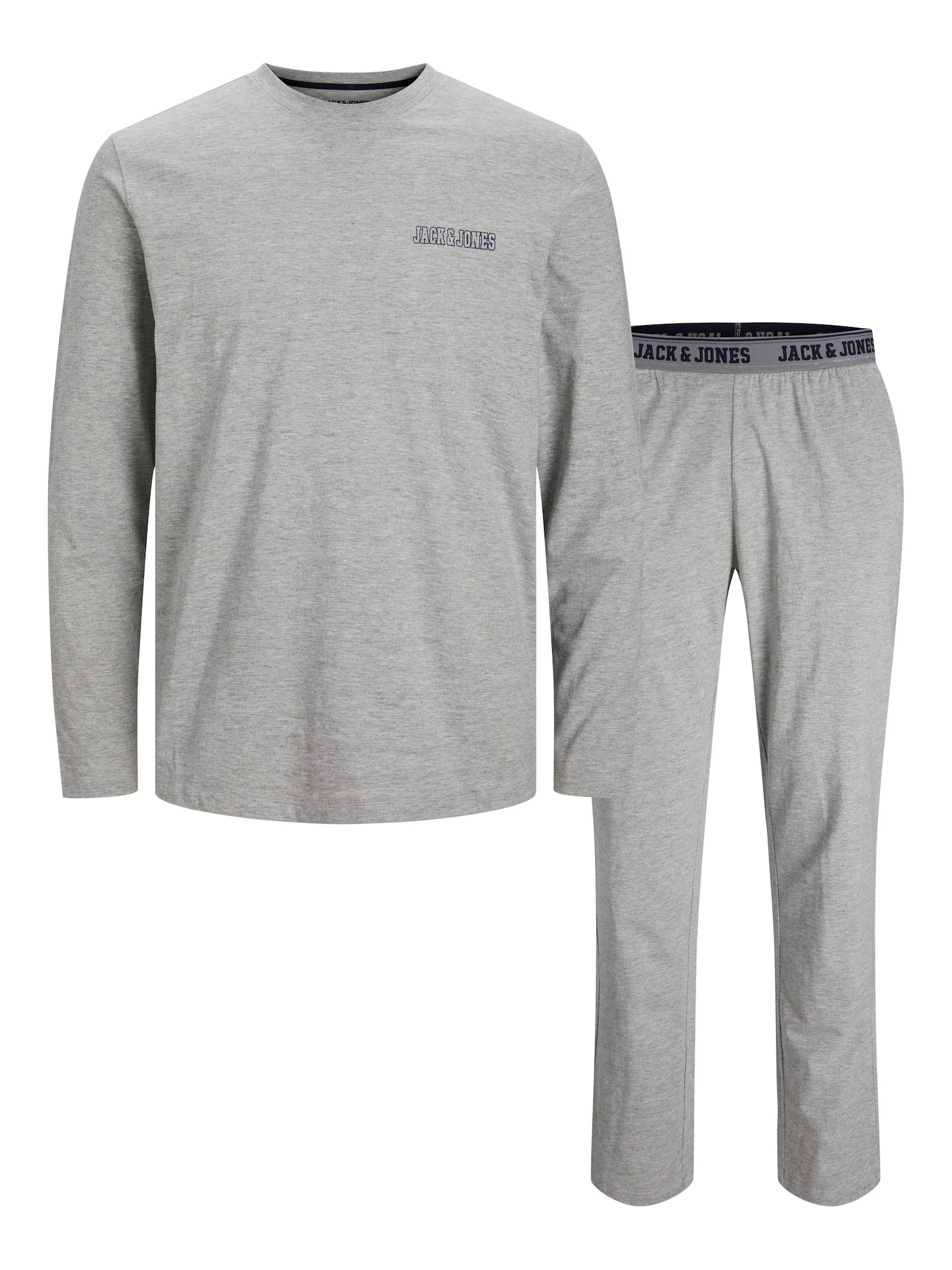 JACK & JONES Hosszú pizsama 'AXEL'  világosszürke / tengerészkék