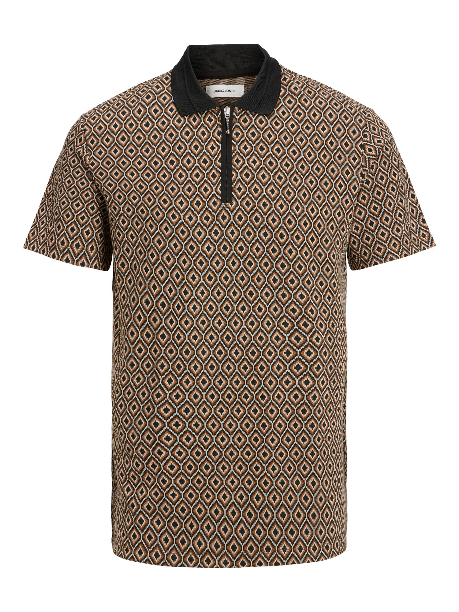 JACK & JONES Póló 'RAME'  fekete / barna / fehér