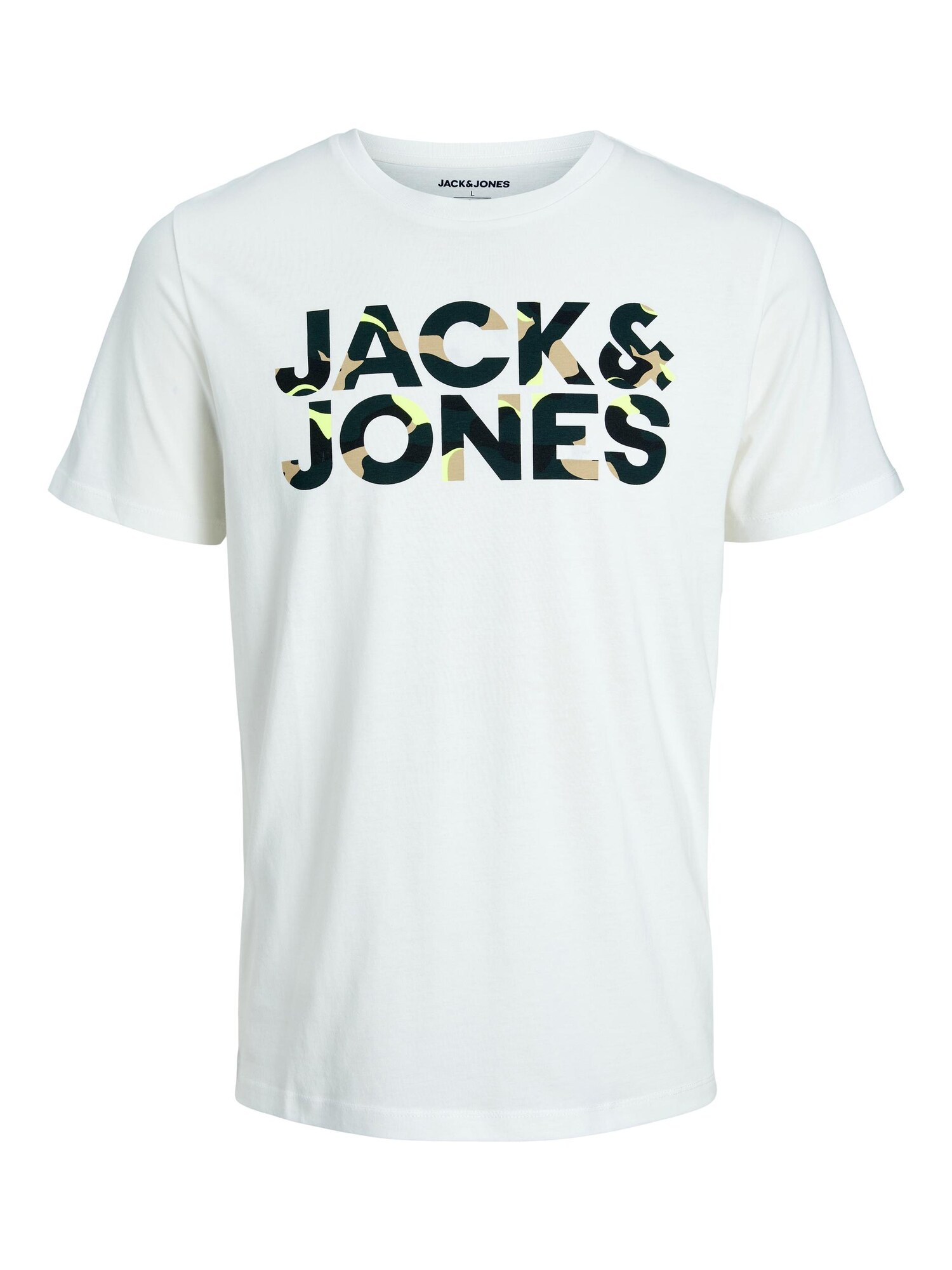 JACK & JONES Póló 'RAMP'  fehér / fenyő / teveszín