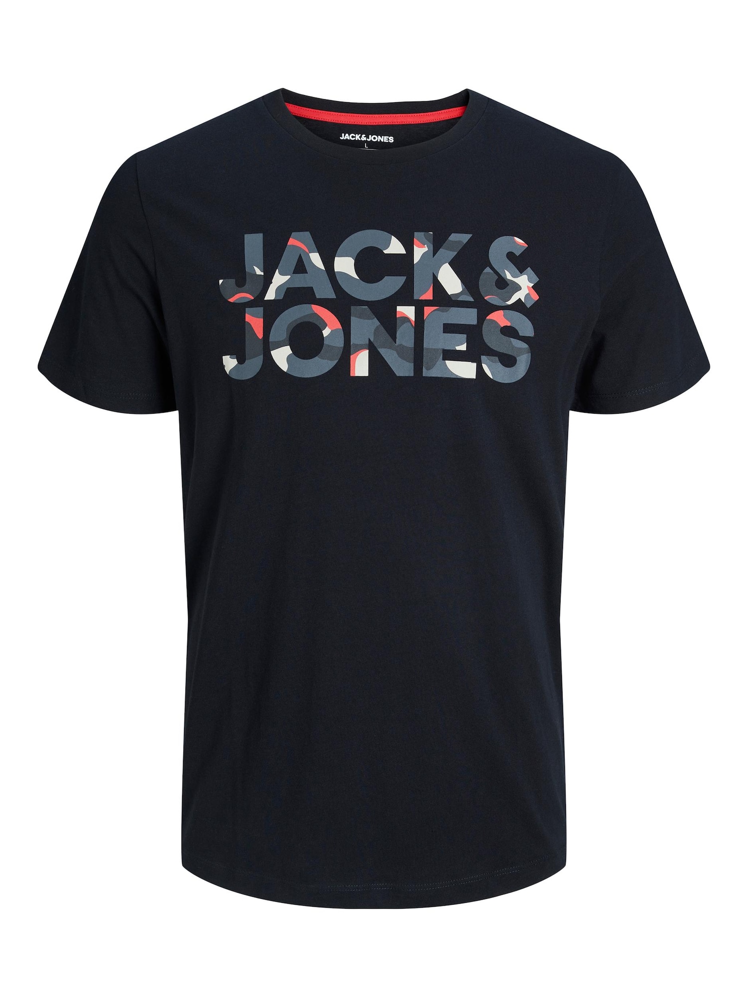 JACK & JONES Póló 'RAMP'  fekete / sötétszürke / világosszürke / korál