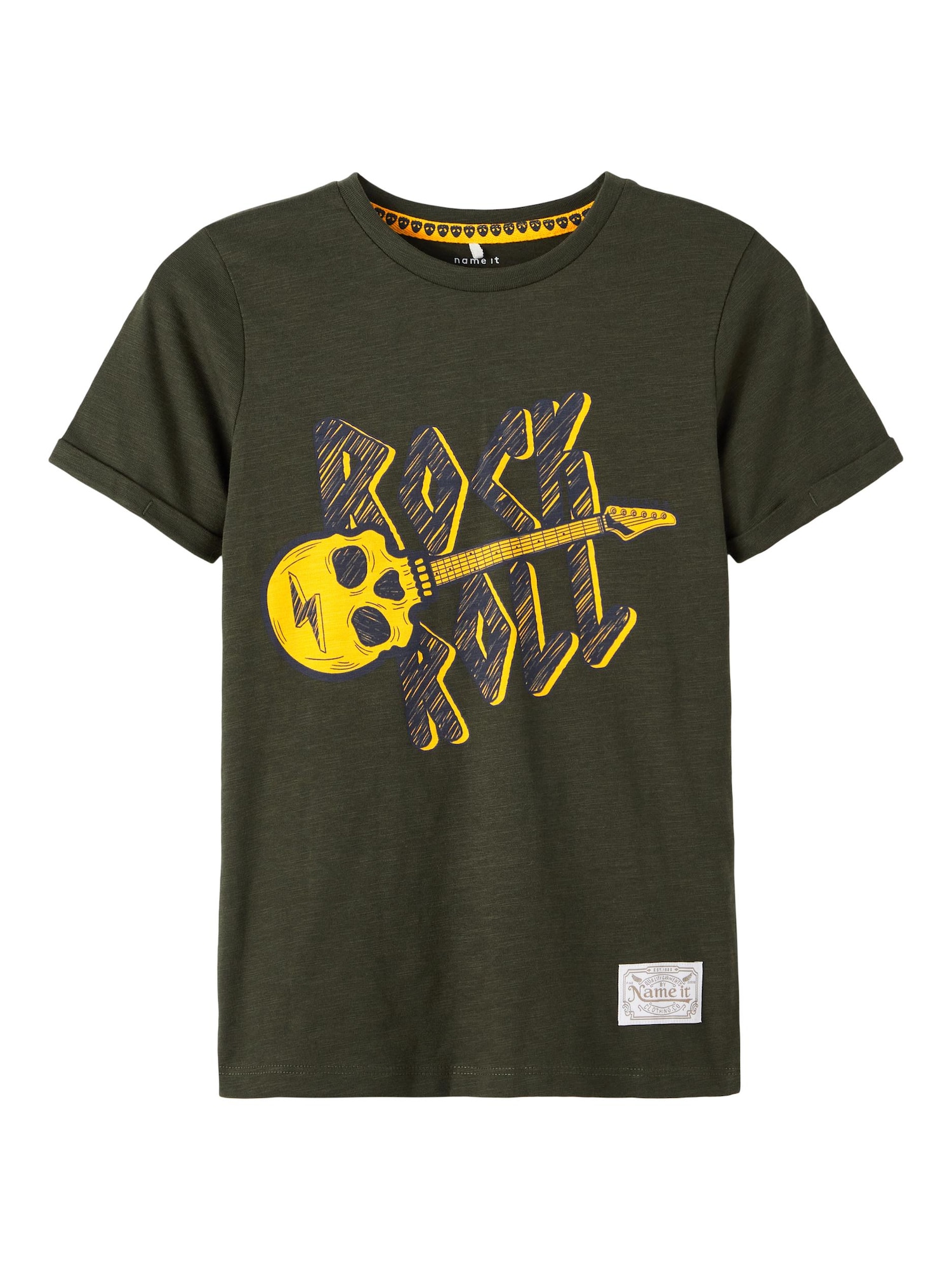 NAME IT Póló 'Noliday'  khaki / sárga / éjkék
