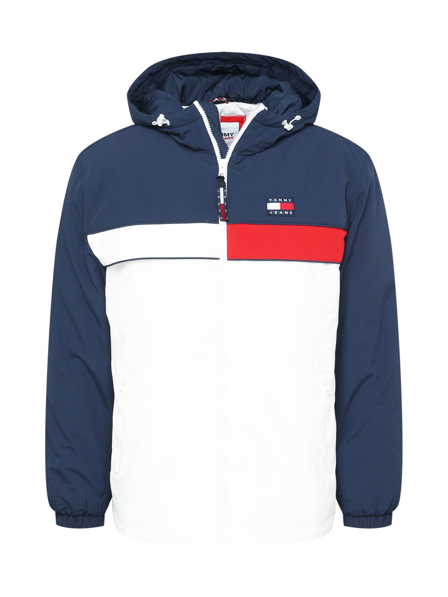 Tommy Jeans Téli dzseki 'CHICAGO'  sötétkék / fehér / rikító piros