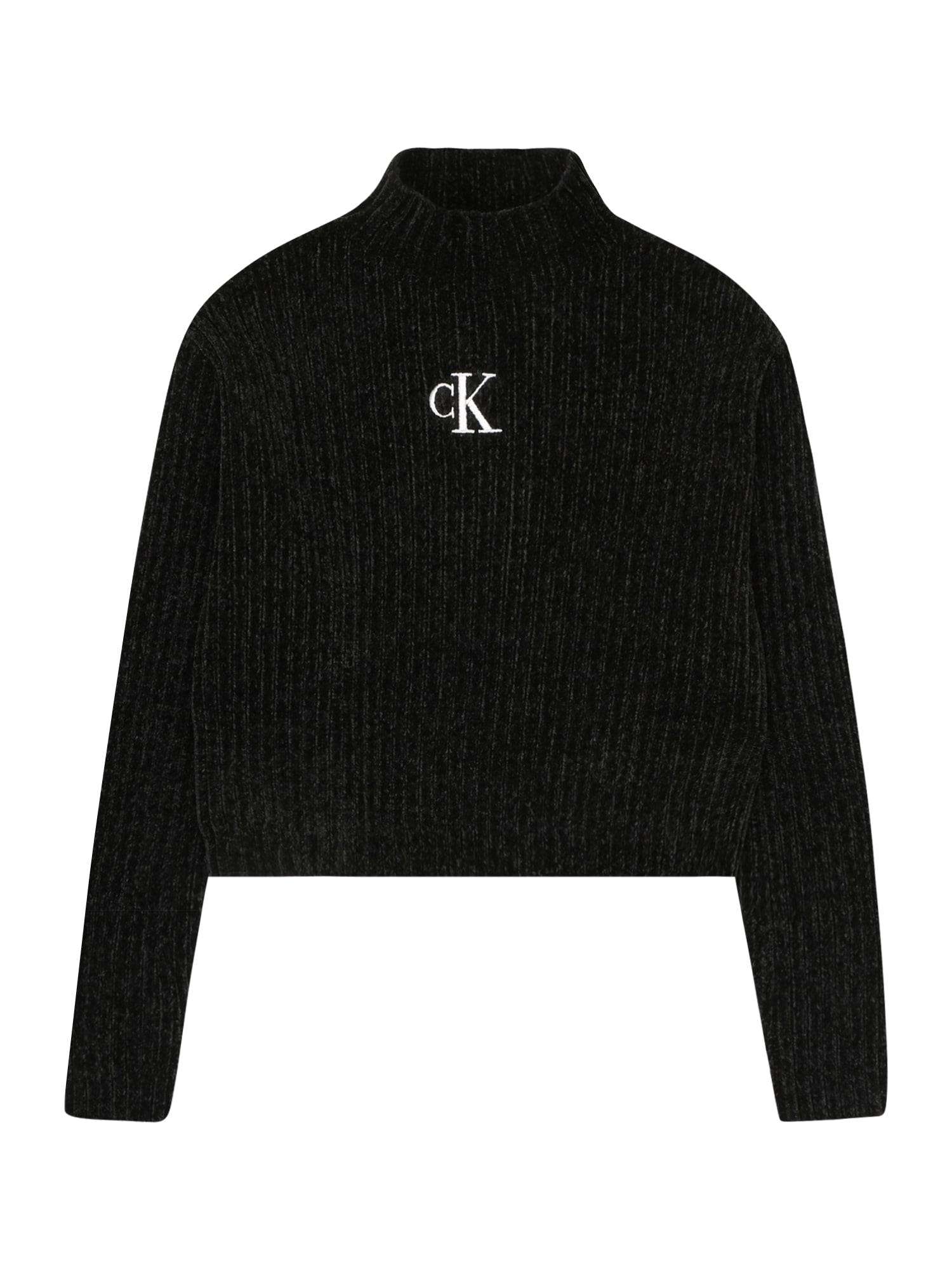 Calvin Klein Jeans Pulóver 'CHENILLE'  fekete melír / fehér