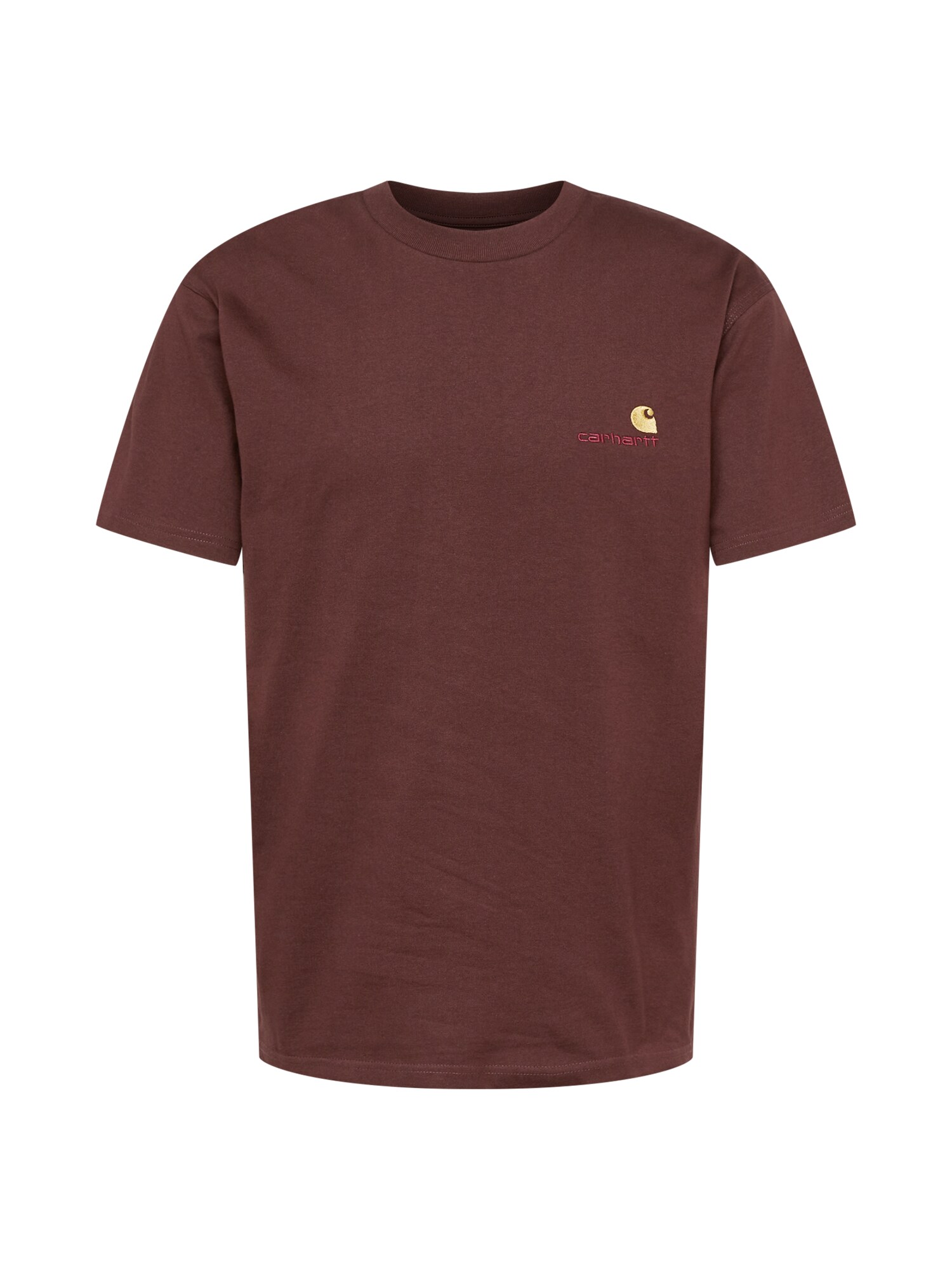 Carhartt WIP Póló 'American Script'  burgundi vörös / piros / világos sárga