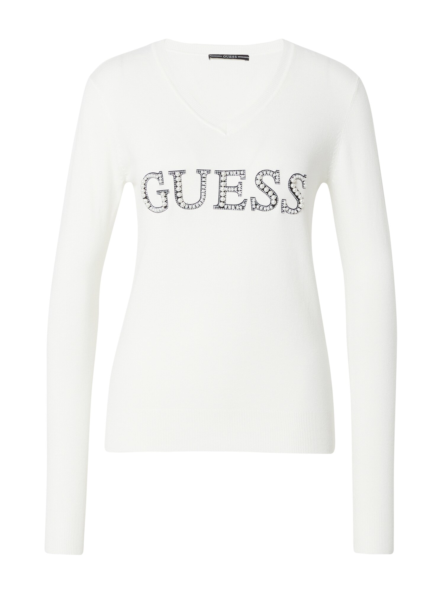 GUESS Pulóver 'ANNE'  fehér / fekete