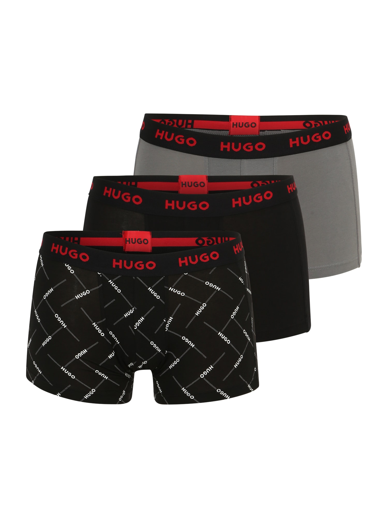 HUGO Boxeralsók  szürke / fekete / piros
