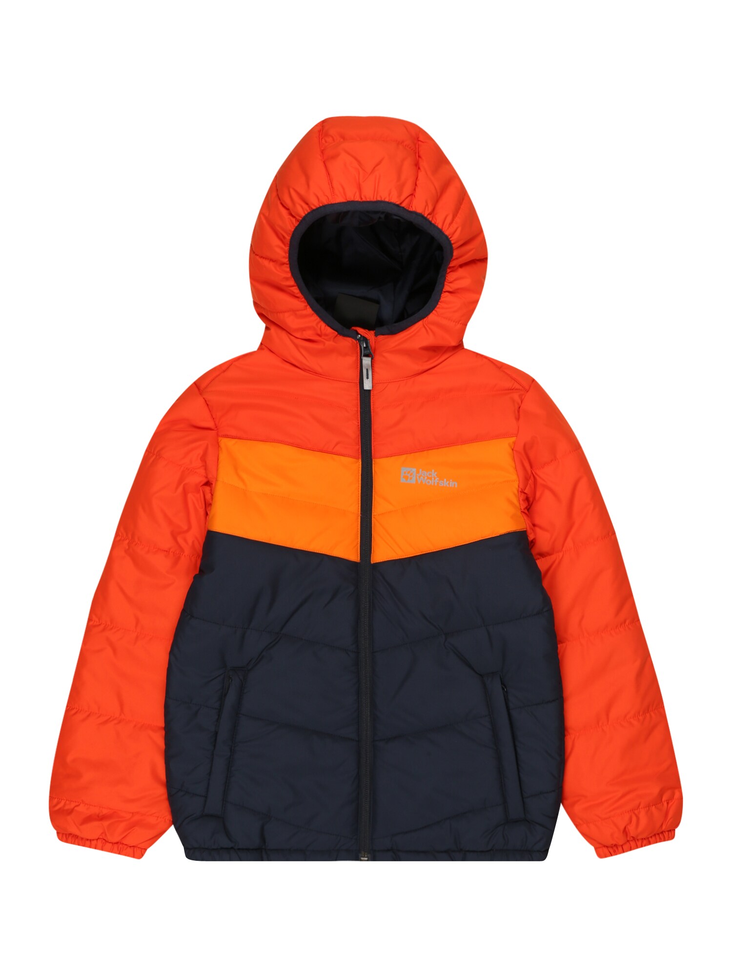 JACK WOLFSKIN Téli dzseki 'THREE HILLS'  narancs / homár / tengerészkék / szürke