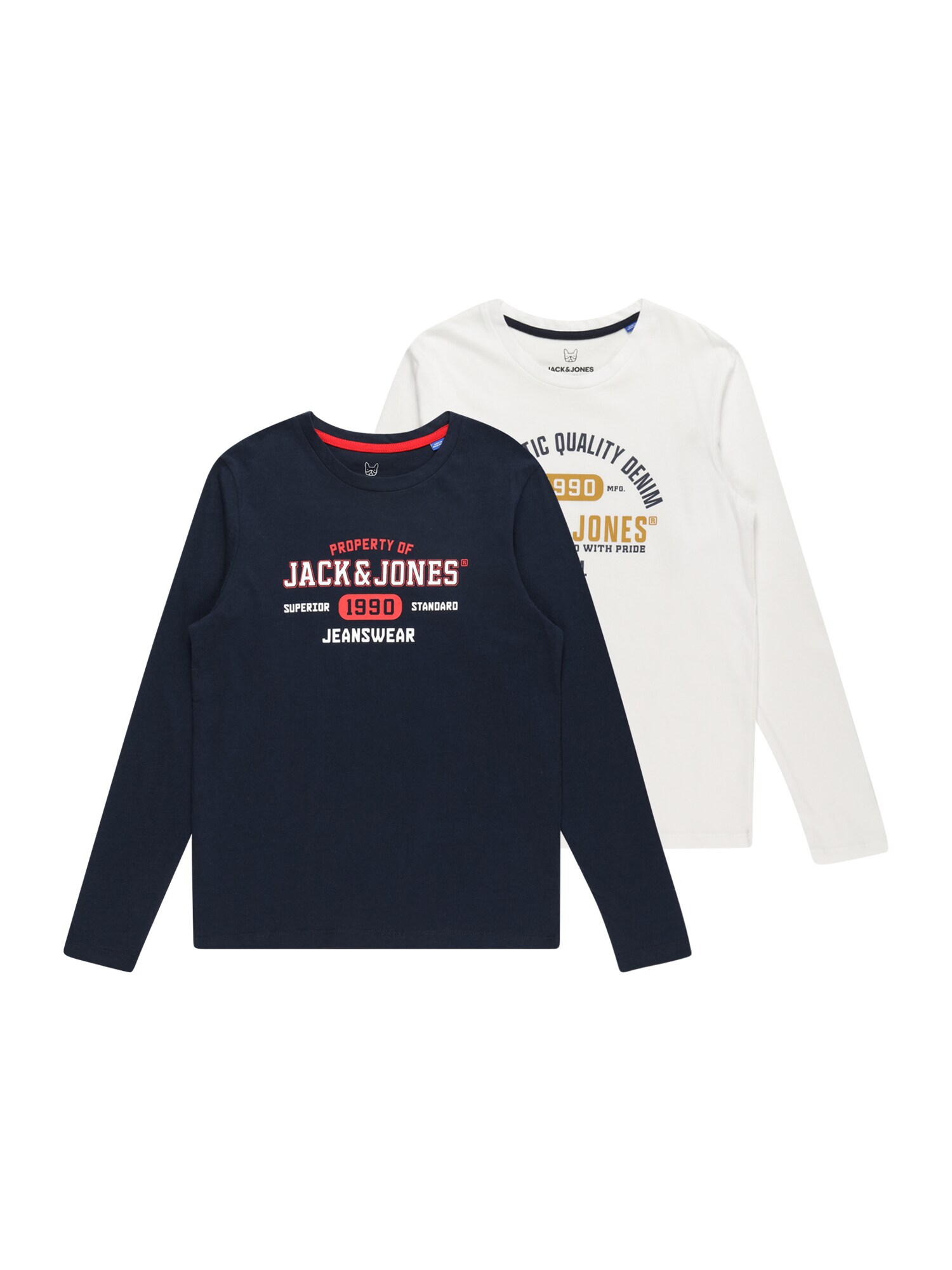 Jack & Jones Junior Póló 'Stamp'  fehér / tengerészkék / piros / sáfrány