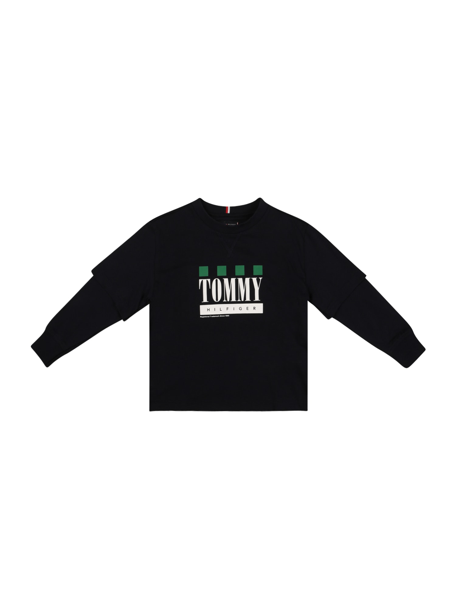 TOMMY HILFIGER Póló  éjkék / fehér / zöld
