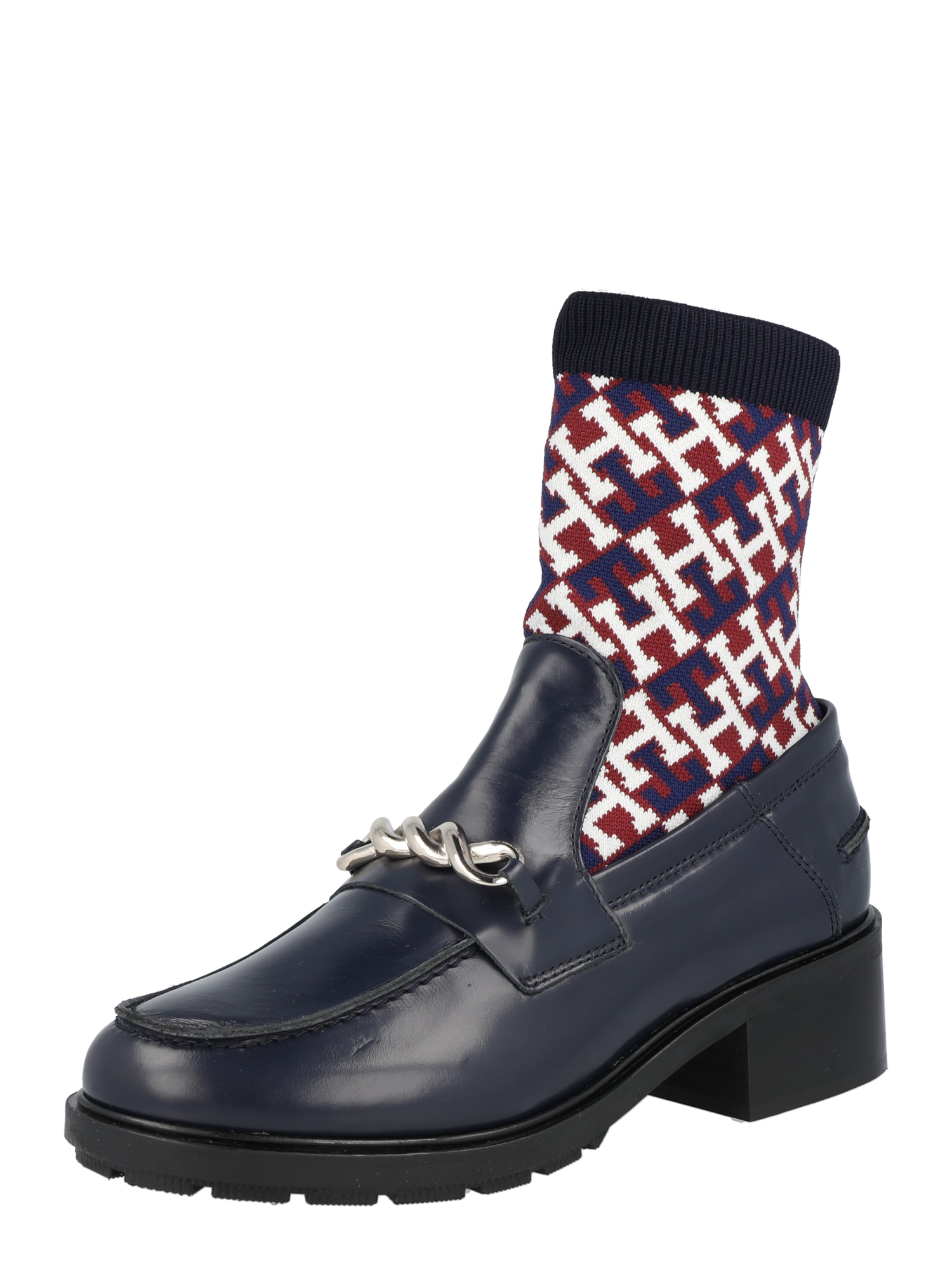 TOMMY HILFIGER Rövid szárú csizmák  sötétkék / fehér / piros