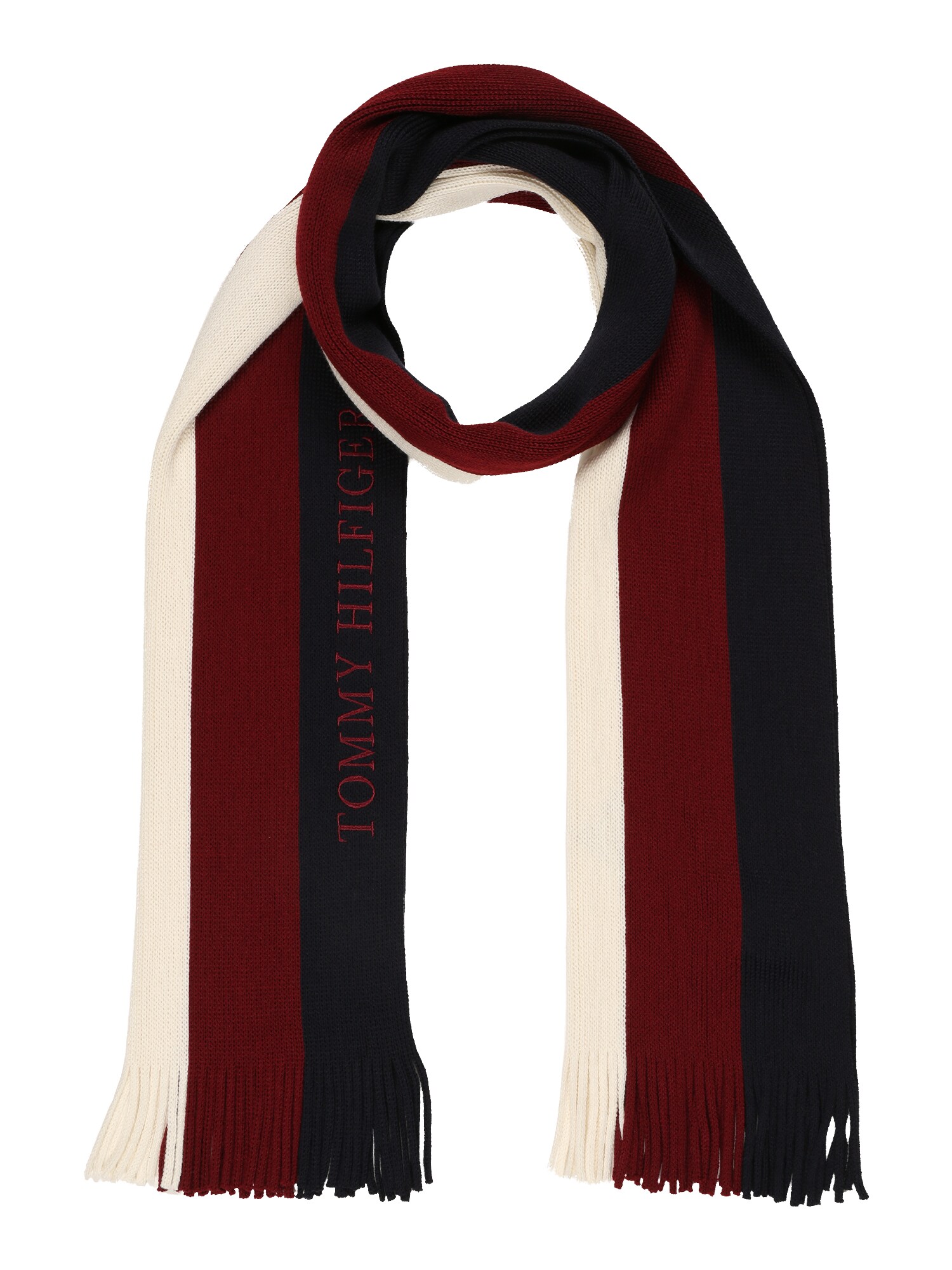 TOMMY HILFIGER Sál  gyapjúfehér / éjkék / burgundi vörös