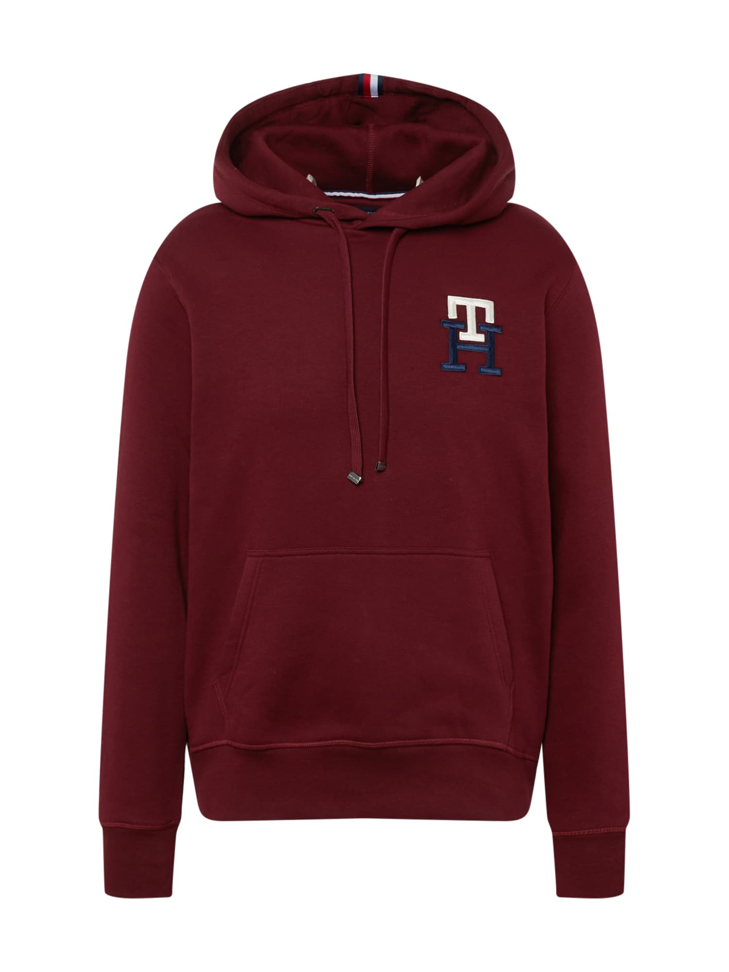 TOMMY HILFIGER Tréning póló  burgundi vörös / ezüstszürke / fehér