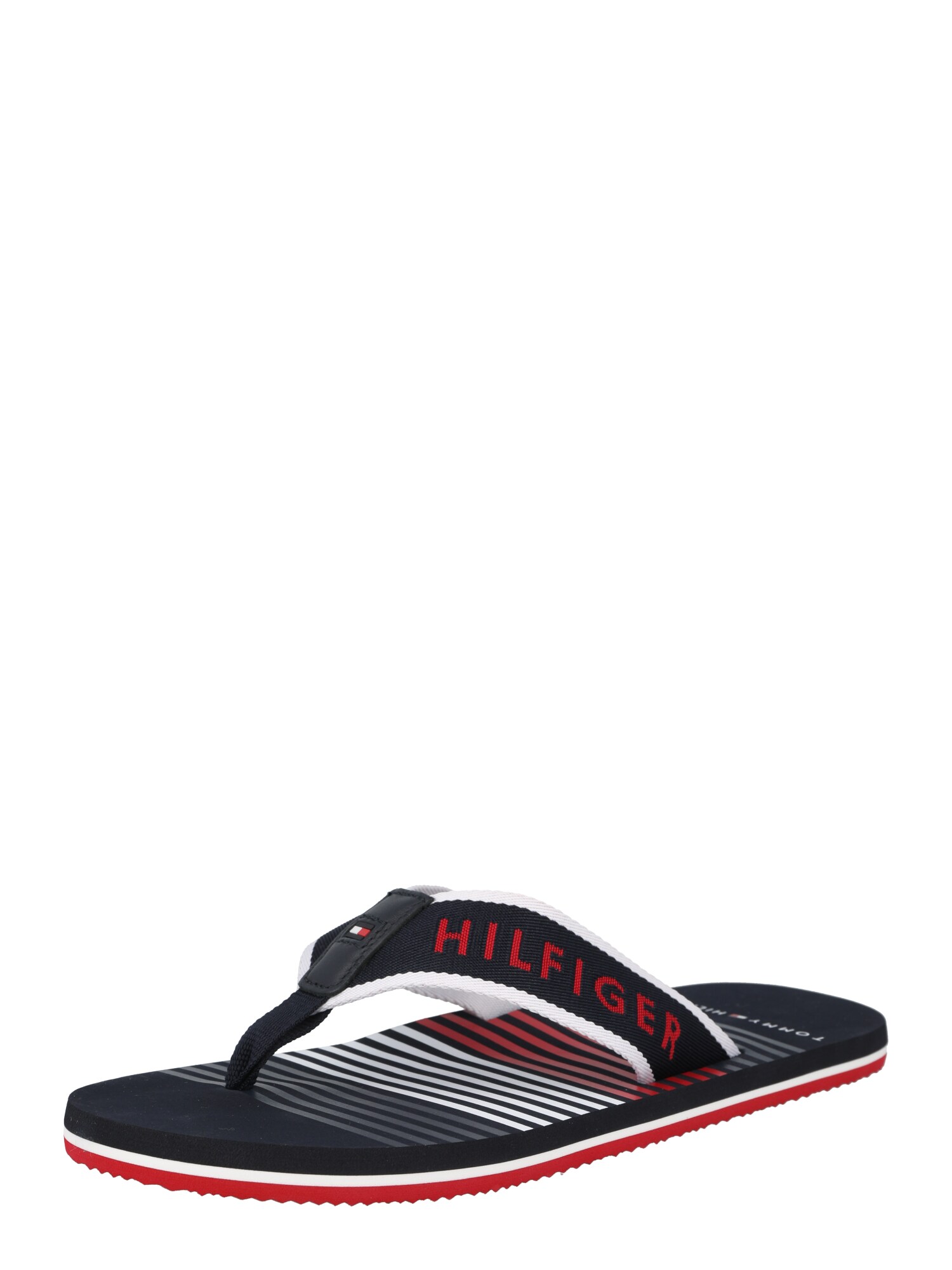 TOMMY HILFIGER Ujjelválasztó-pántos szandál  éjkék / fehér / tűzpiros