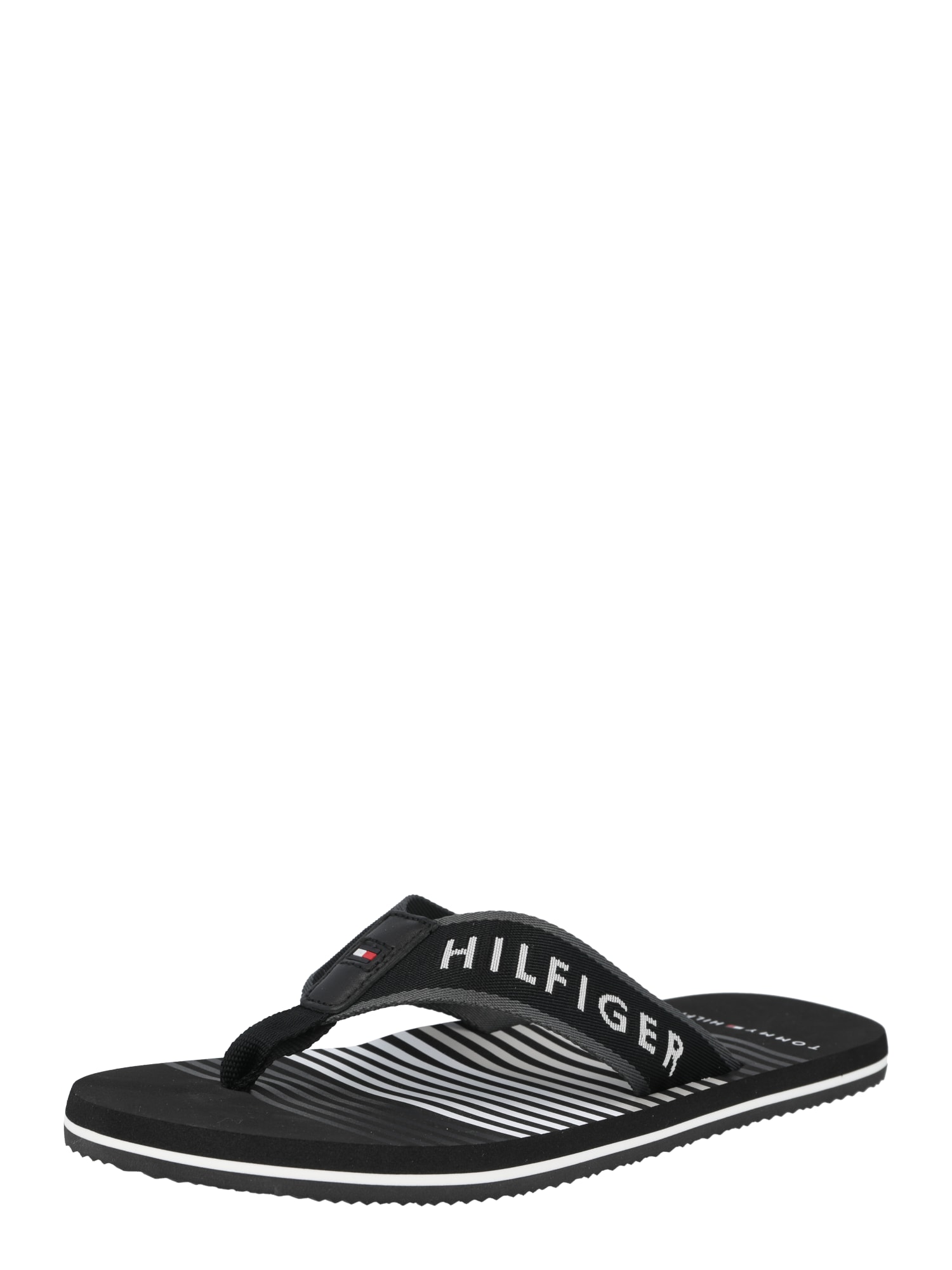 TOMMY HILFIGER Ujjelválasztó-pántos szandál  fekete / fehér / antracit / rikító piros