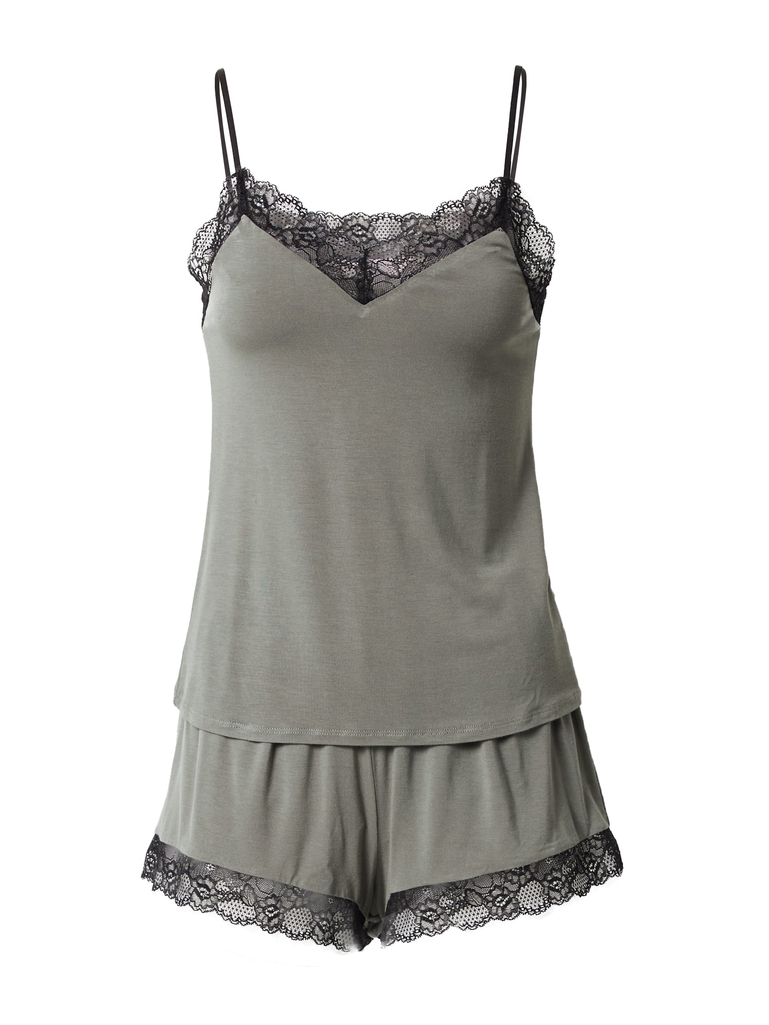 Hunkemöller Pizsama 'Cami'  szürke / fekete
