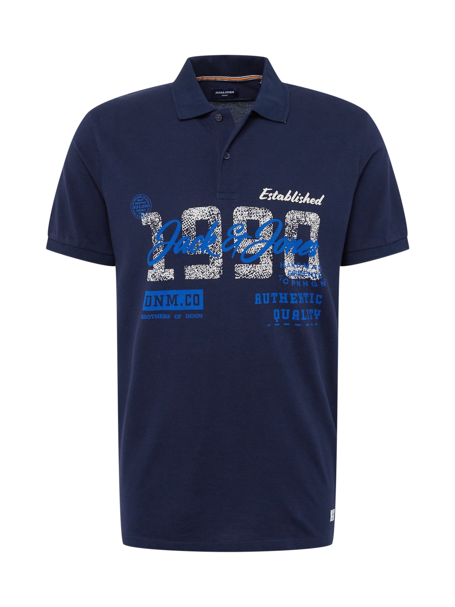 JACK & JONES Póló 'LAKE'  tengerészkék / fehér / kék