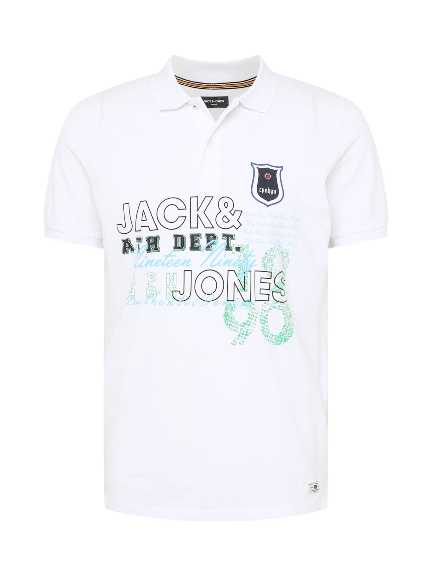 JACK & JONES Póló  fehér / tengerészkék / világoskék / jáde