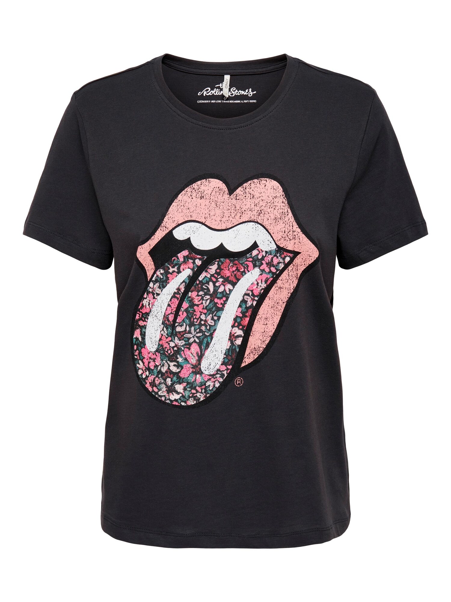 ONLY Póló 'ROLLING STONES'  antracit / fehér / világos-rózsaszín / sötétzöld