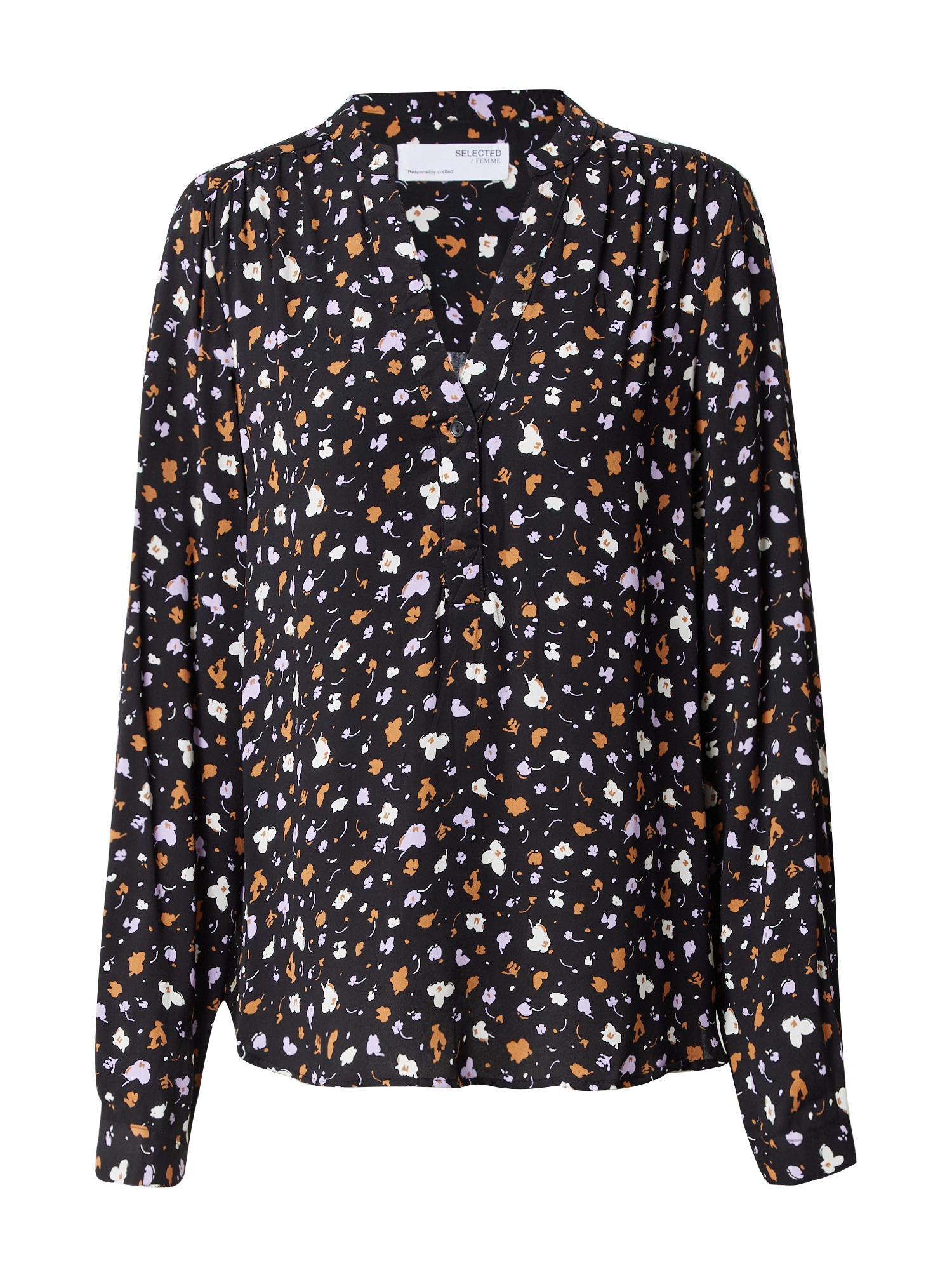 SELECTED FEMME Blúz 'Fiola'  fekete / konyak / lila / fehér