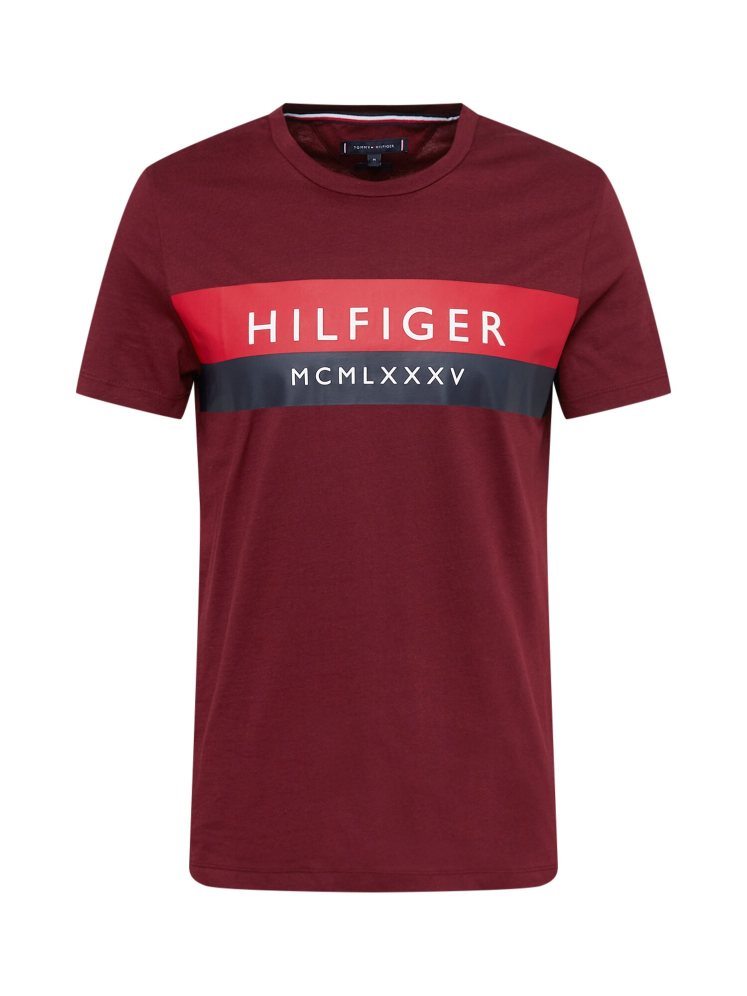 TOMMY HILFIGER Póló  bordó / piros / tengerészkék / fehér