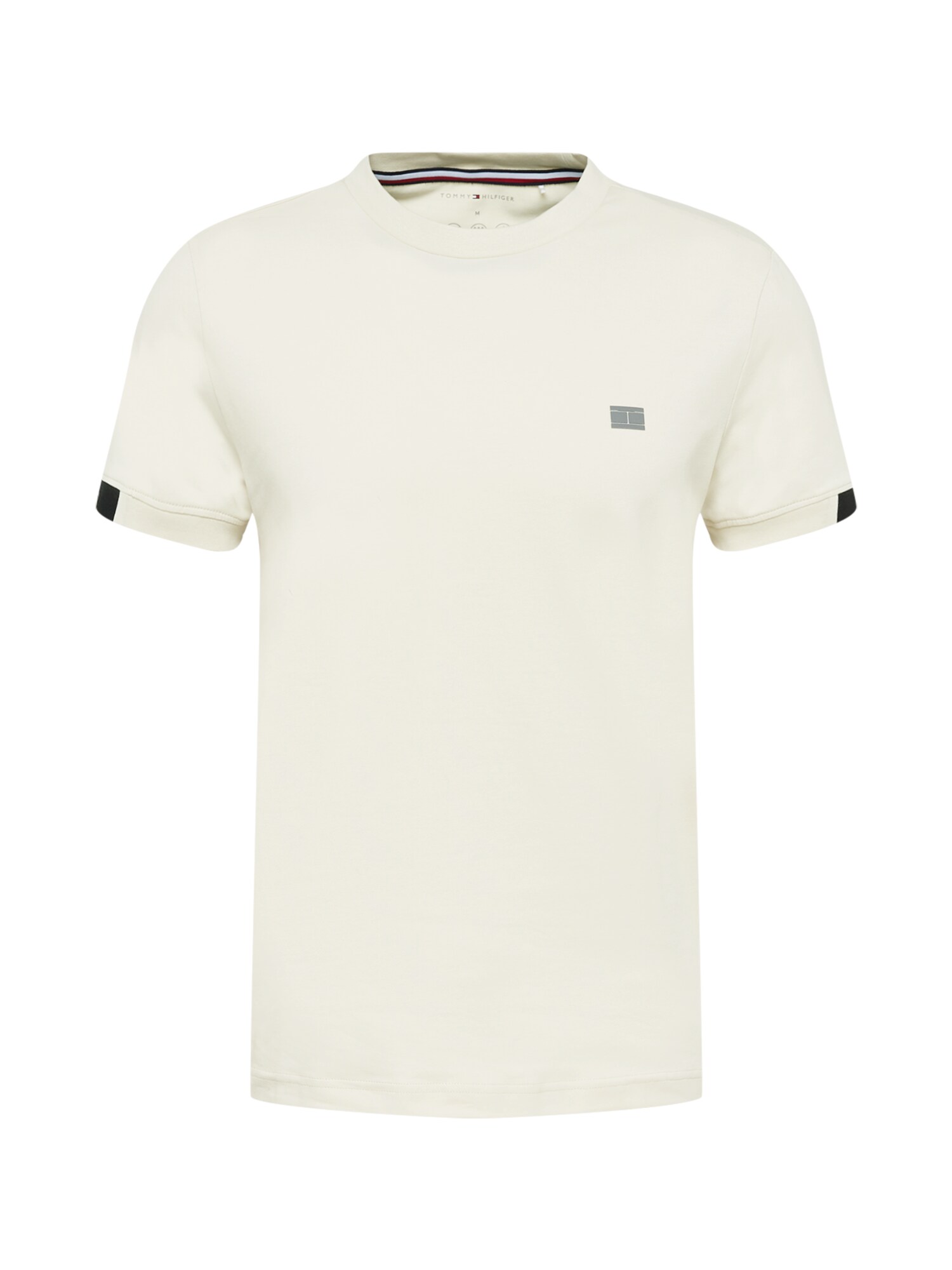 TOMMY HILFIGER Póló  fekete / ezüstszürke / gyapjúfehér