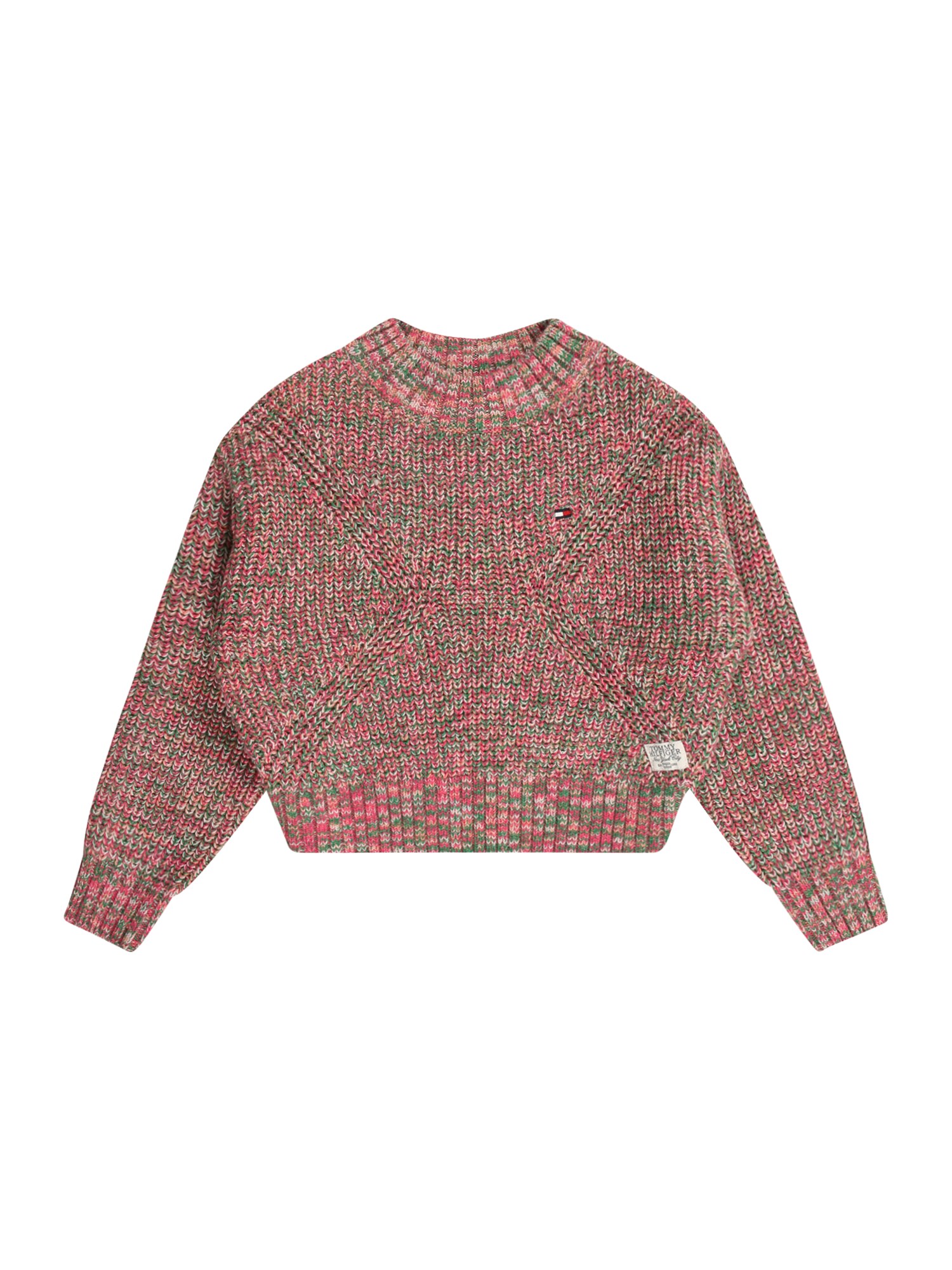 TOMMY HILFIGER Pulóver  sötét bézs / zöld / rózsaszín