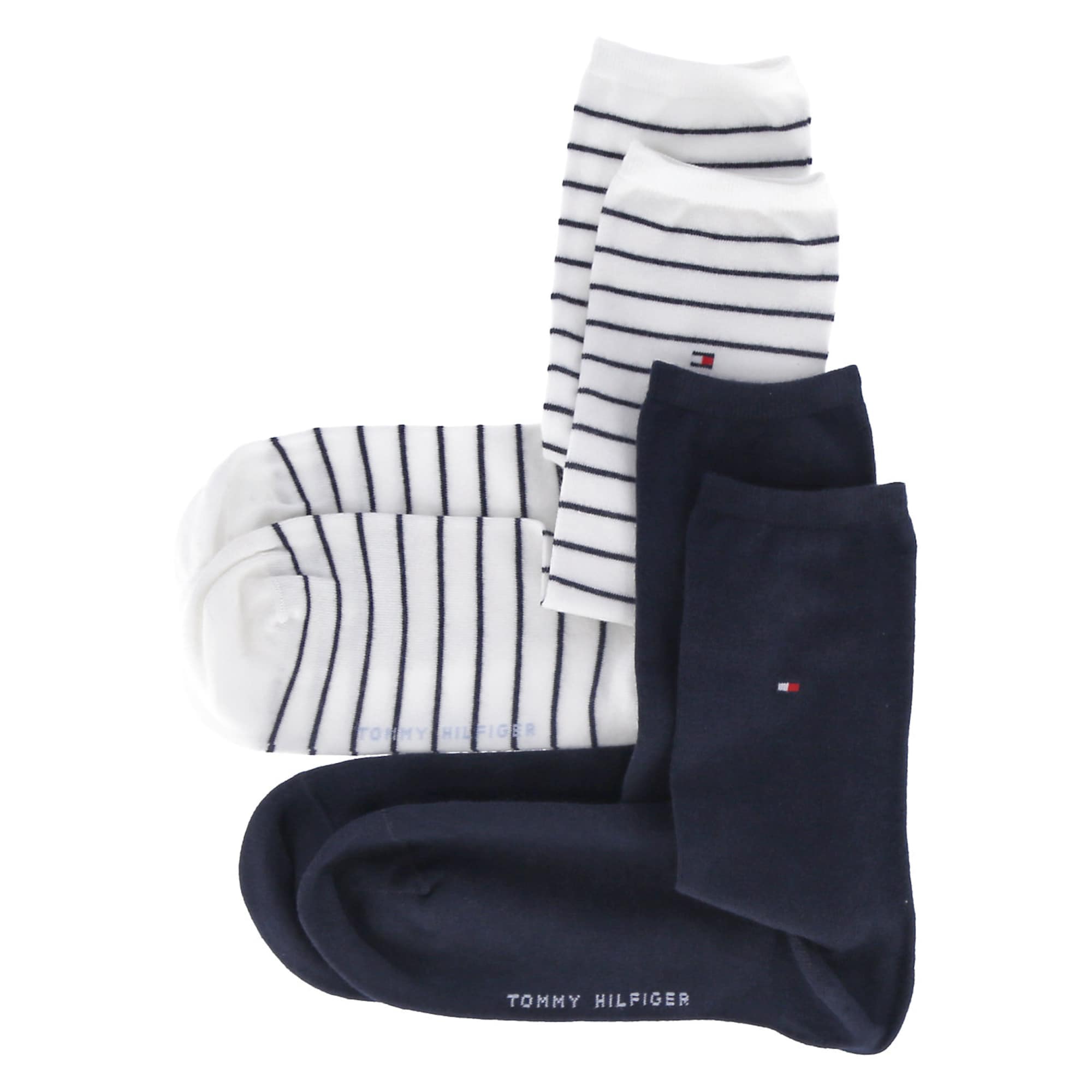TOMMY HILFIGER Zokni  piszkosfehér / sötétkék / piros