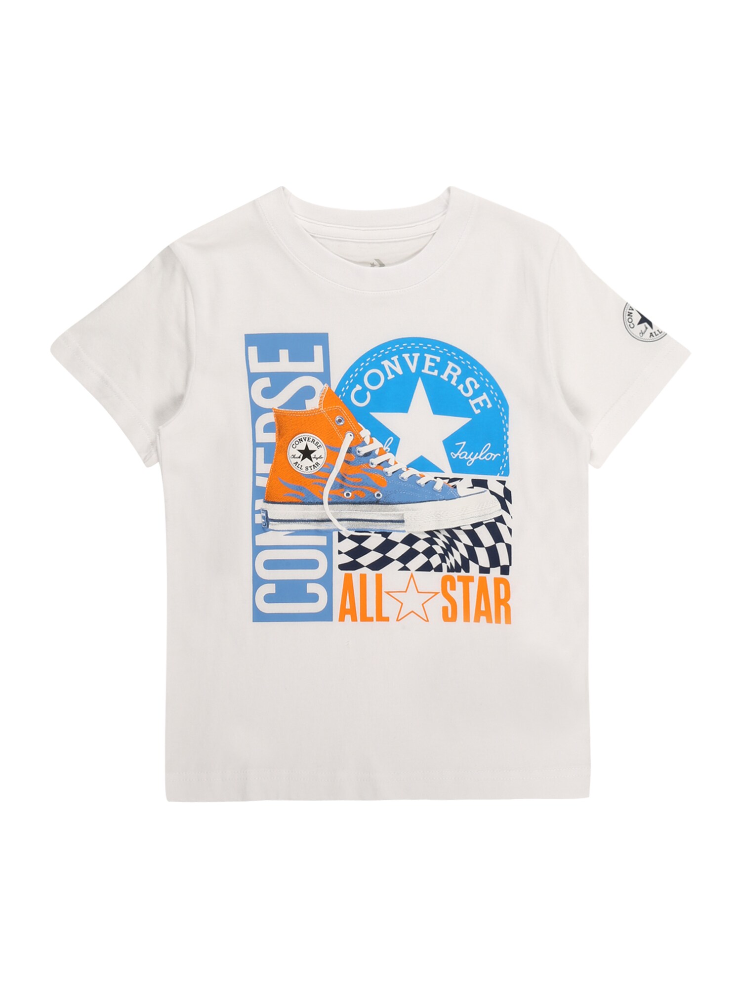 CONVERSE Póló 'KICKS ALL STAR'  fehér / világoskék / tengerészkék / narancs
