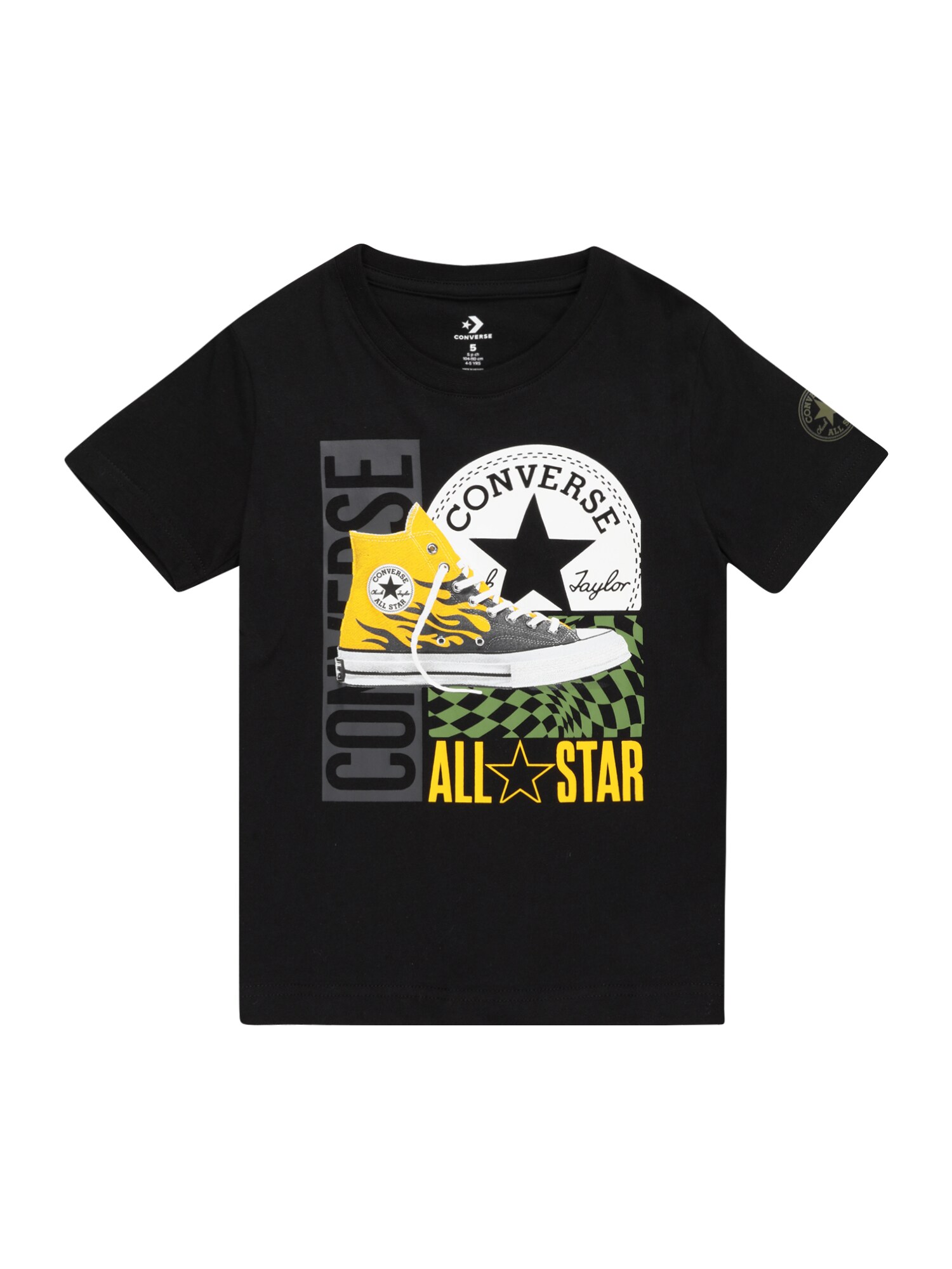 CONVERSE Póló 'KICKS ALL STAR'  fekete / fehér / sötétszürke / sárga
