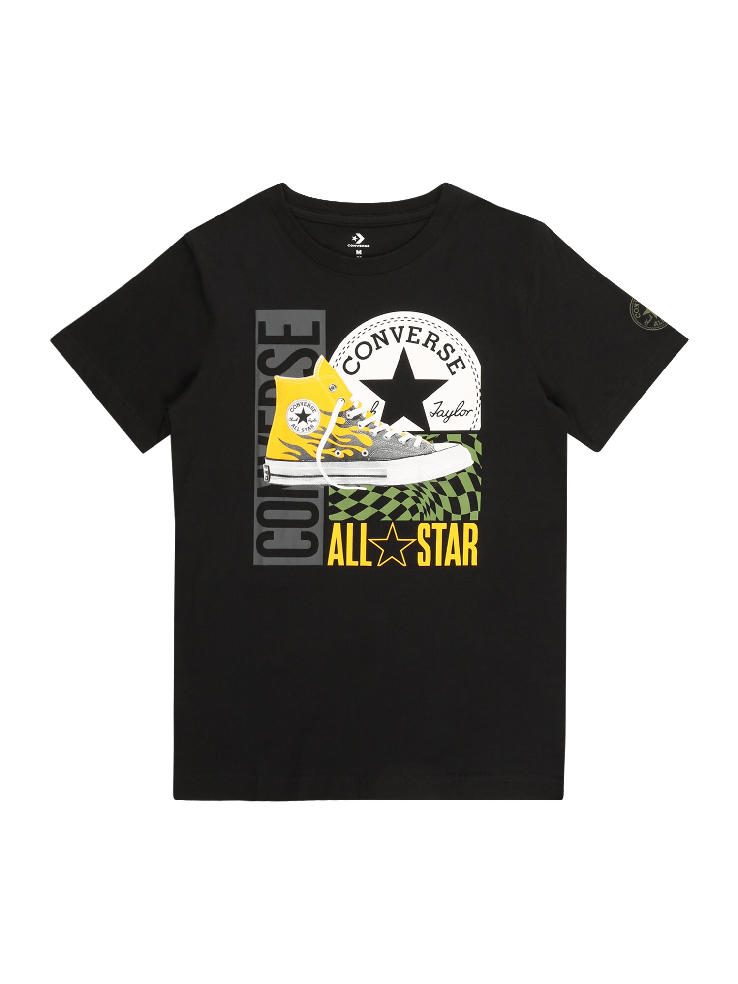 CONVERSE Póló 'KICKS ALL STAR'  fekete / fehér / szürke / sárga