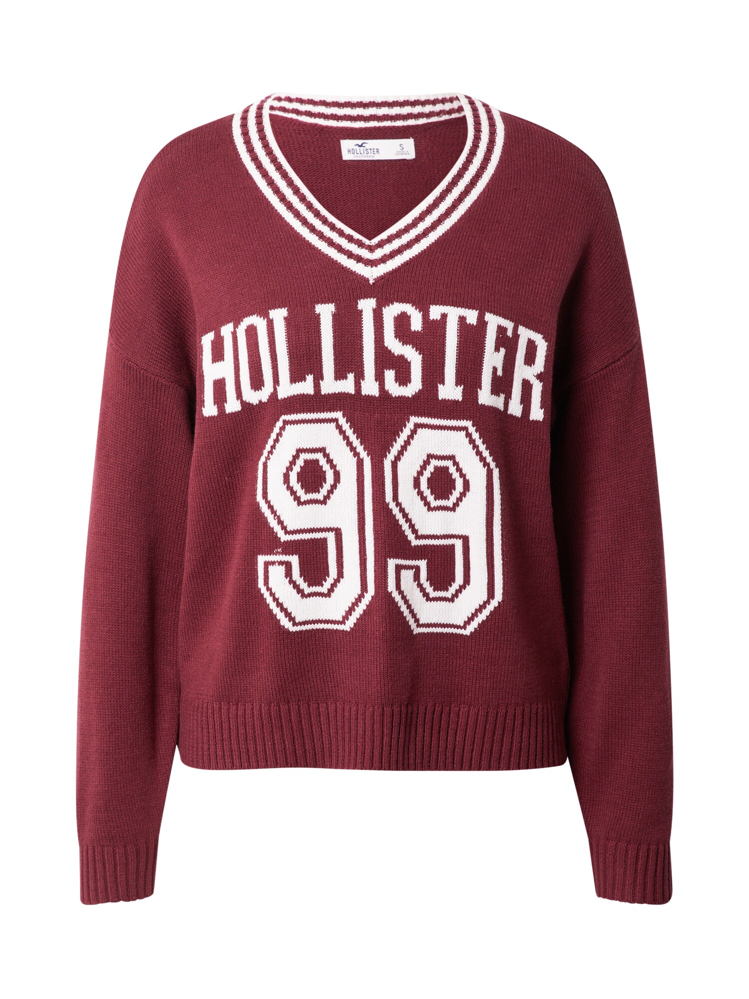HOLLISTER Pulóver  burgundi vörös / fehér