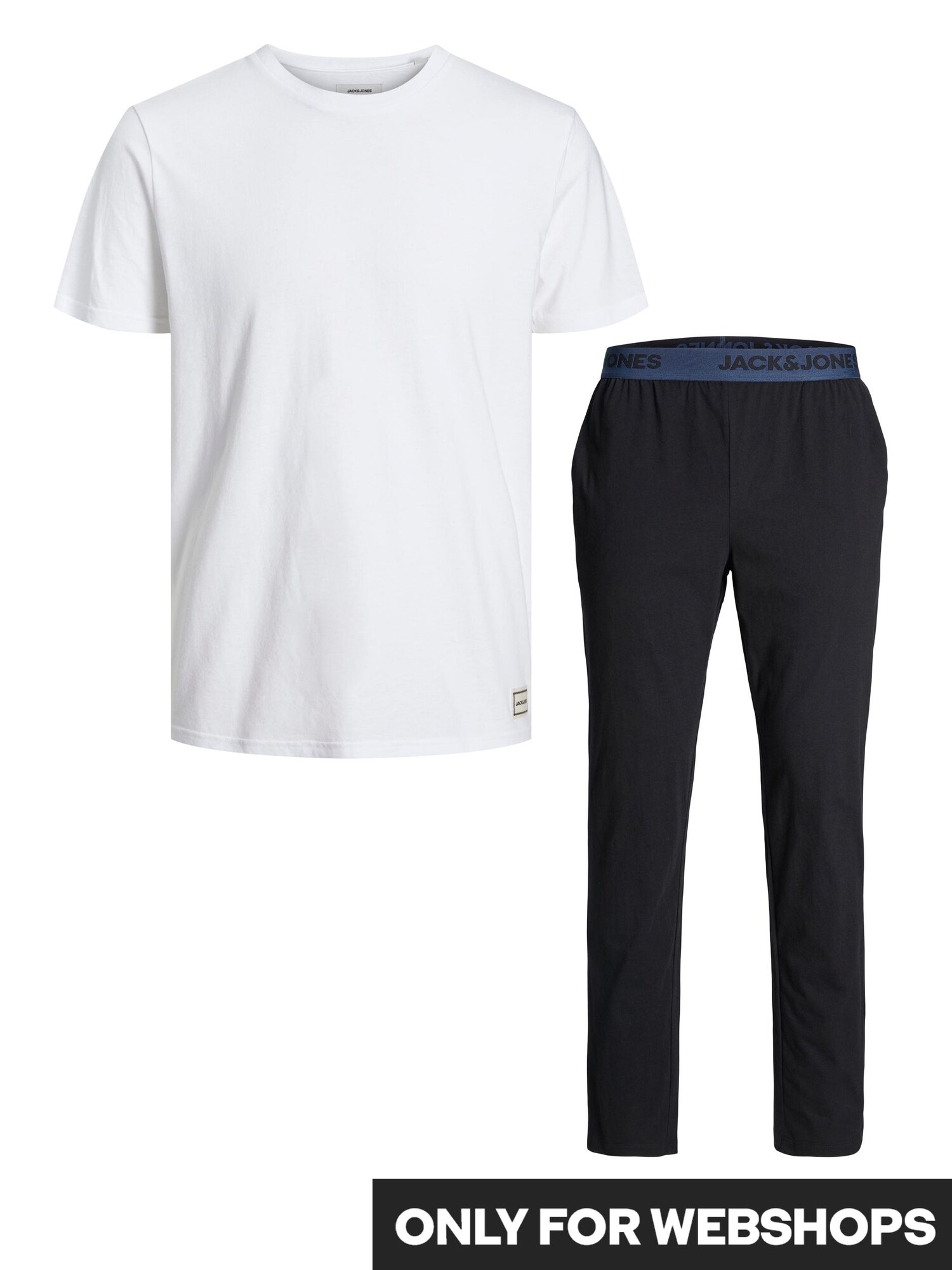 JACK & JONES Hosszú pizsama  fehér / fekete / tengerészkék
