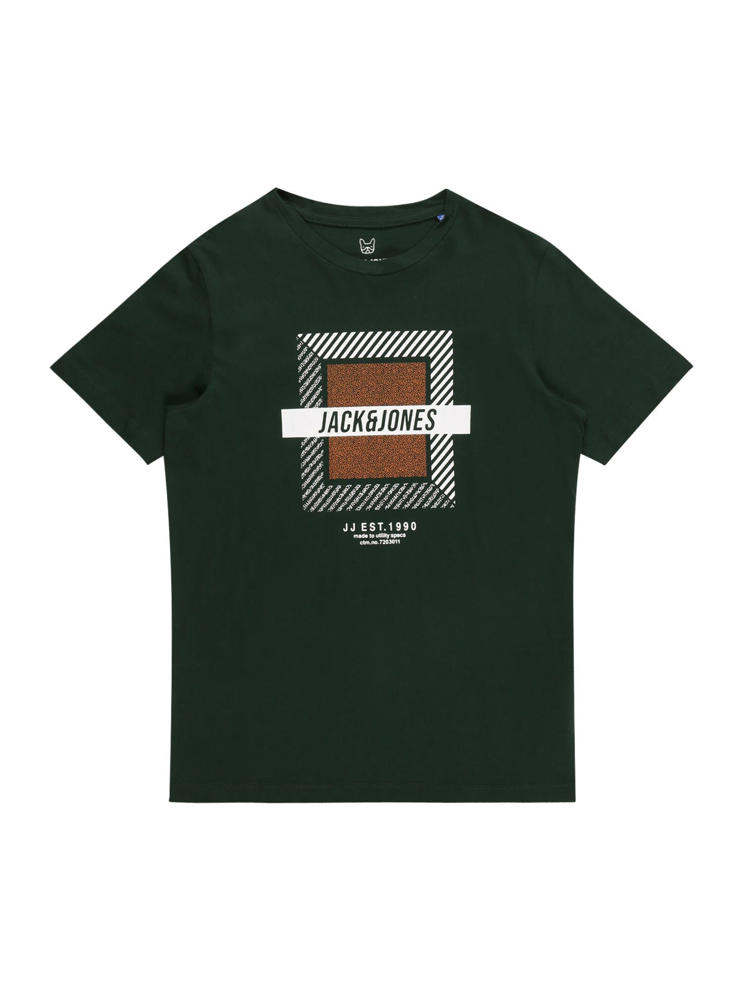 Jack & Jones Junior Póló 'Meraj'  sötétzöld / karamell / fehér