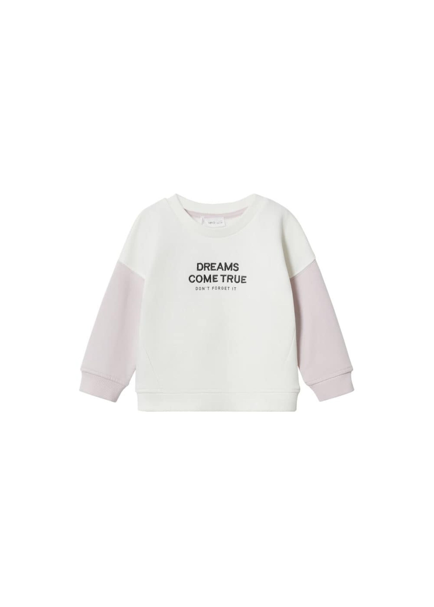 MANGO KIDS Tréning póló 'True'  pasztell-rózsaszín / fekete / fehér