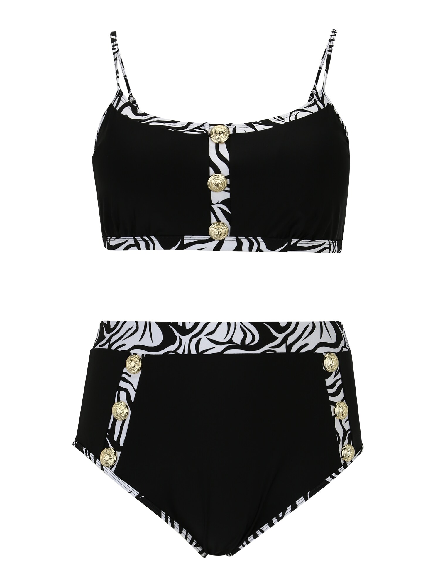 River Island Plus Bikini  fekete / fehér