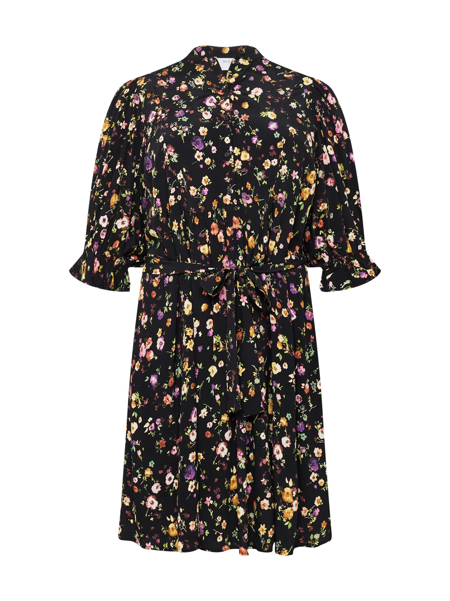 Selected Femme Curve Ruha  fekete / sötétlila / rózsaszín / zöld