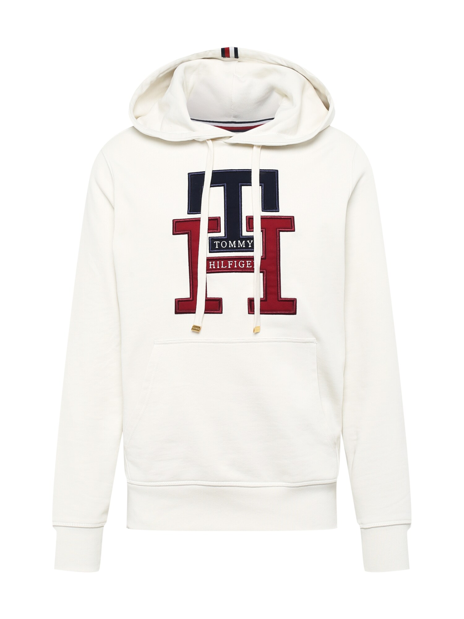 TOMMY HILFIGER Tréning póló  cseresznyepiros / tengerészkék / természetes fehér