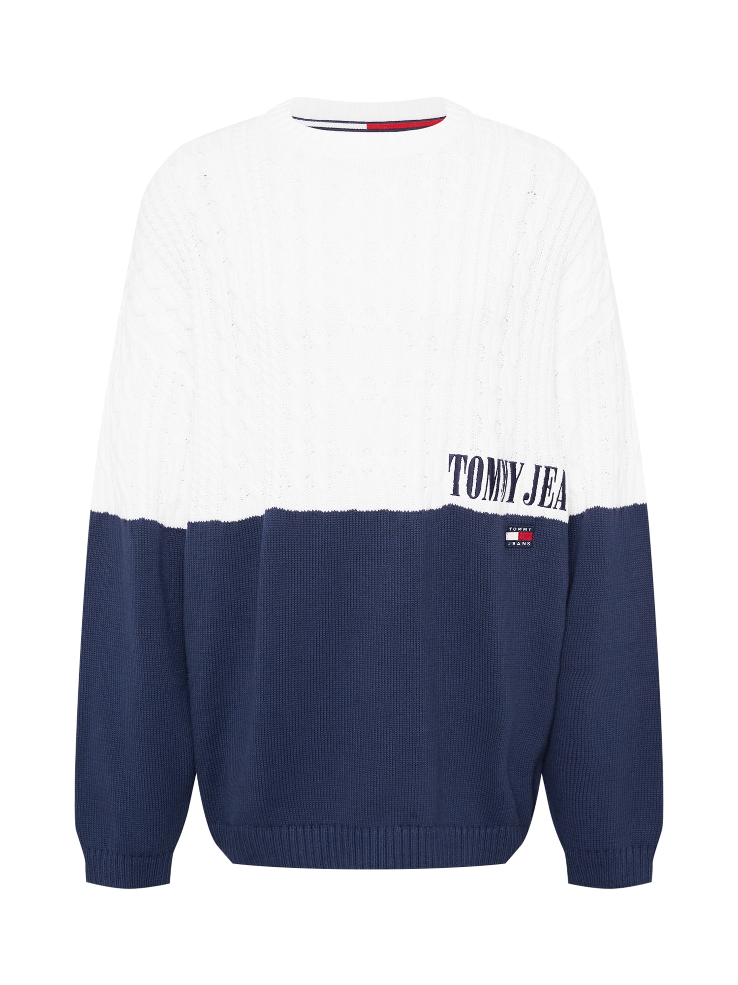 Tommy Jeans Pulóver  fehér / sötétkék / rikító piros
