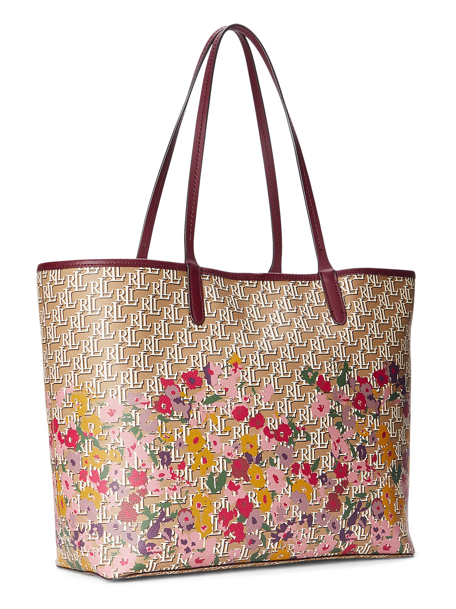 Lauren Ralph Lauren Shopper táska 'COLLINS'  világosbarna / dohánybarna / rózsaszín / sárga
