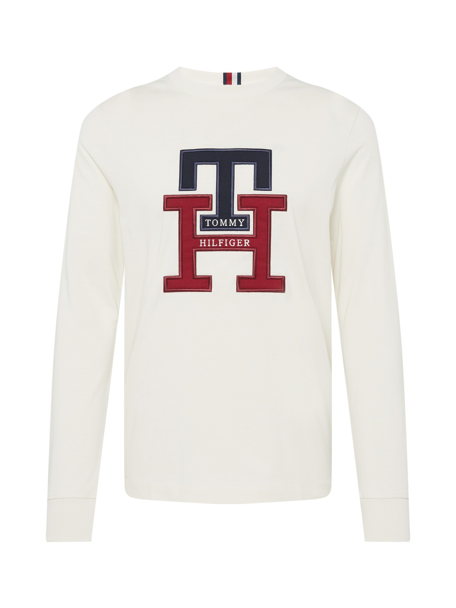 TOMMY HILFIGER Póló  természetes fehér / tűzpiros / tengerészkék