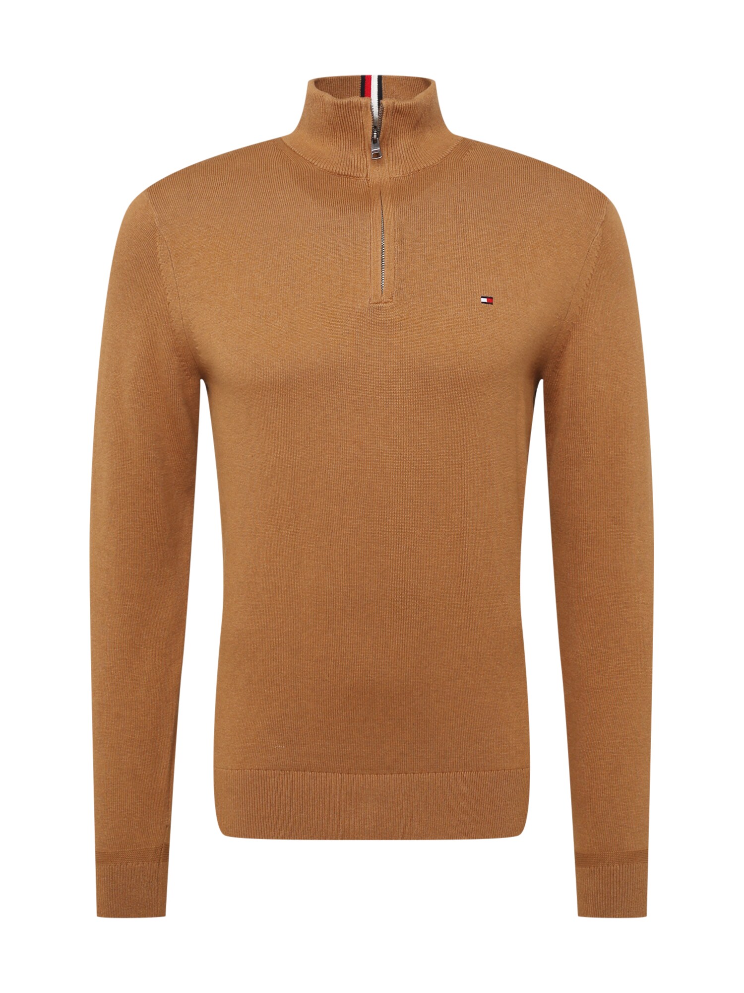 TOMMY HILFIGER Pulóver  világosbarna / tengerészkék / tűzpiros