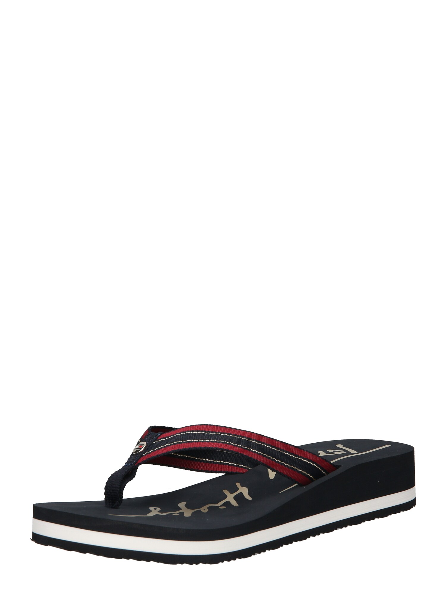 TOMMY HILFIGER Ujjelválasztó-pántos szandál  éjkék / fehér / tűzpiros