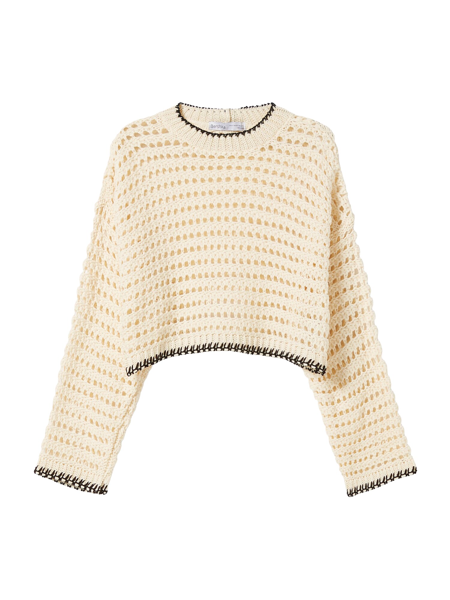 Bershka Pulóver  ekrü / fekete