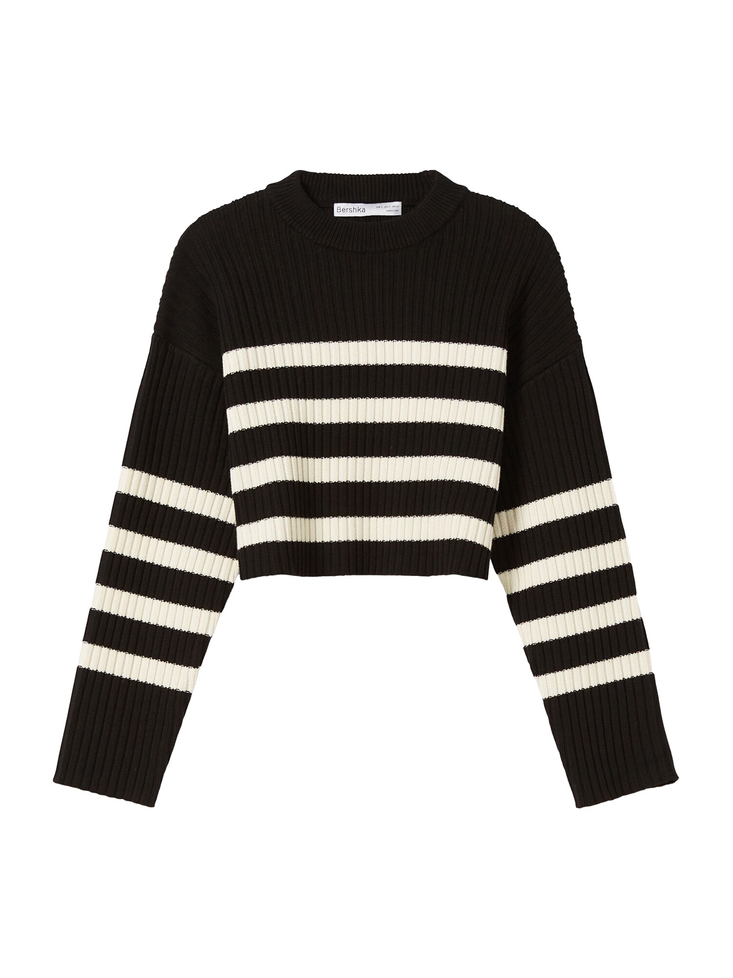 Bershka Pulóver  fekete / fehér