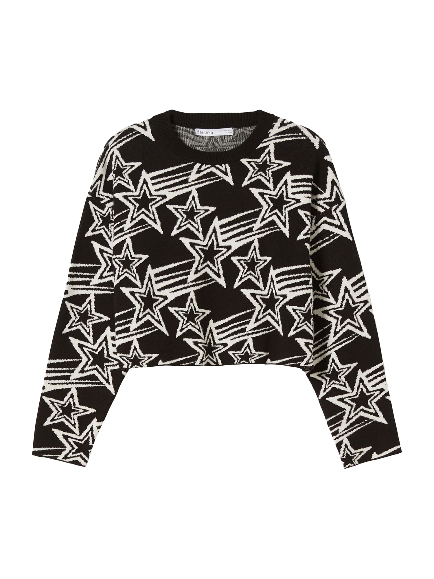 Bershka Pulóver  fekete / fehér
