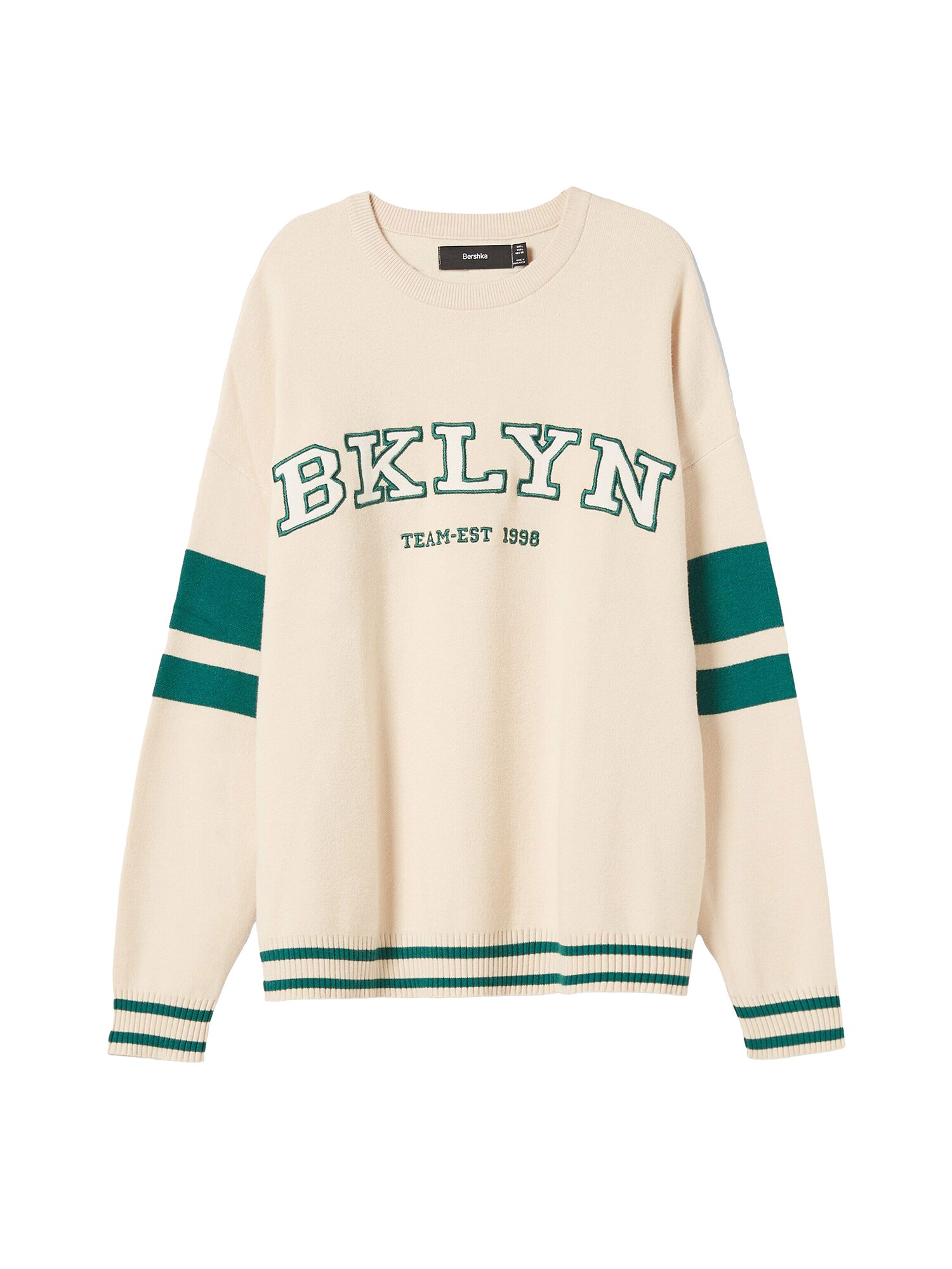 Bershka Tréning póló  ekrü / smaragd / krém