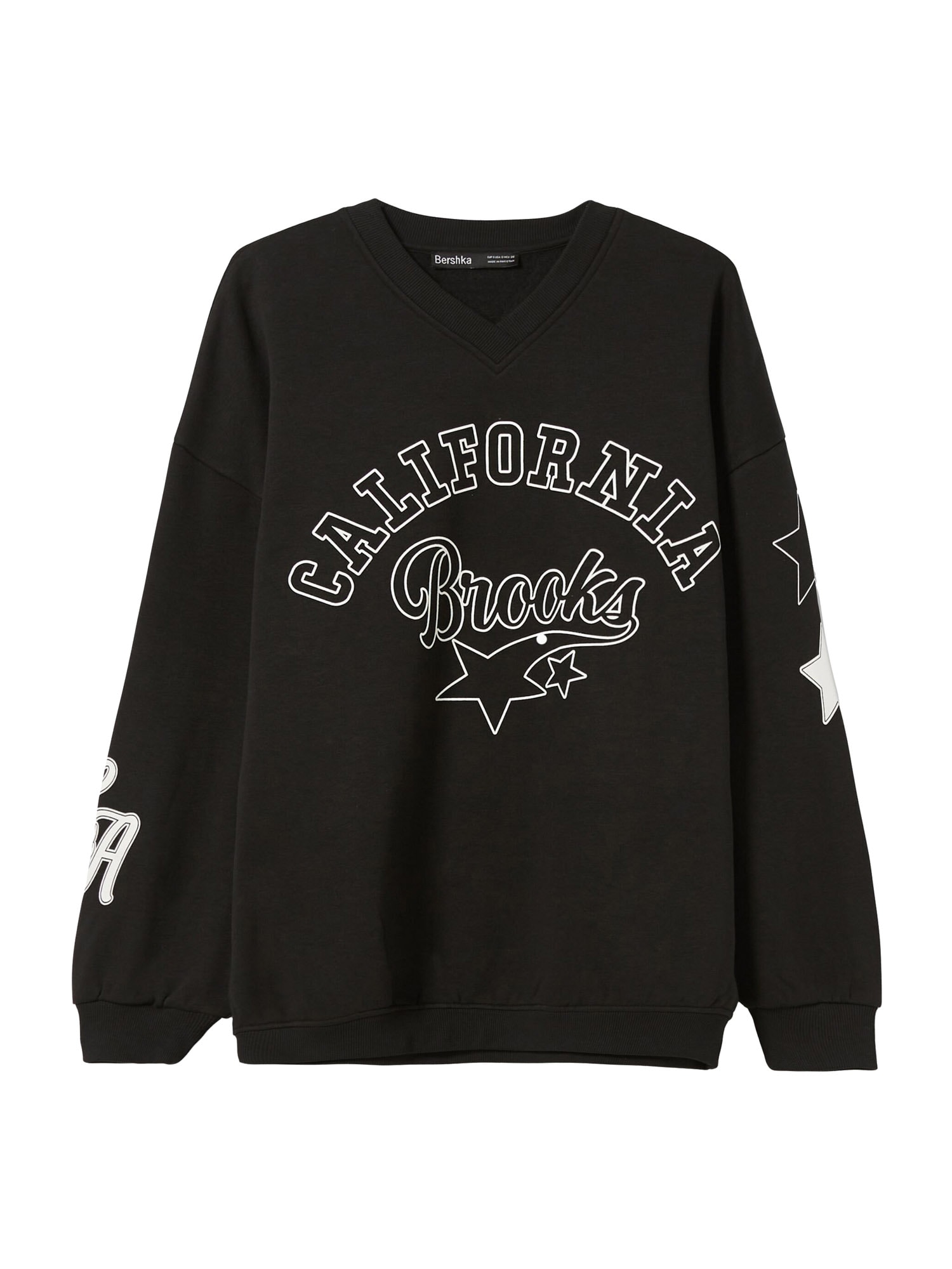 Bershka Tréning póló  fekete / fehér